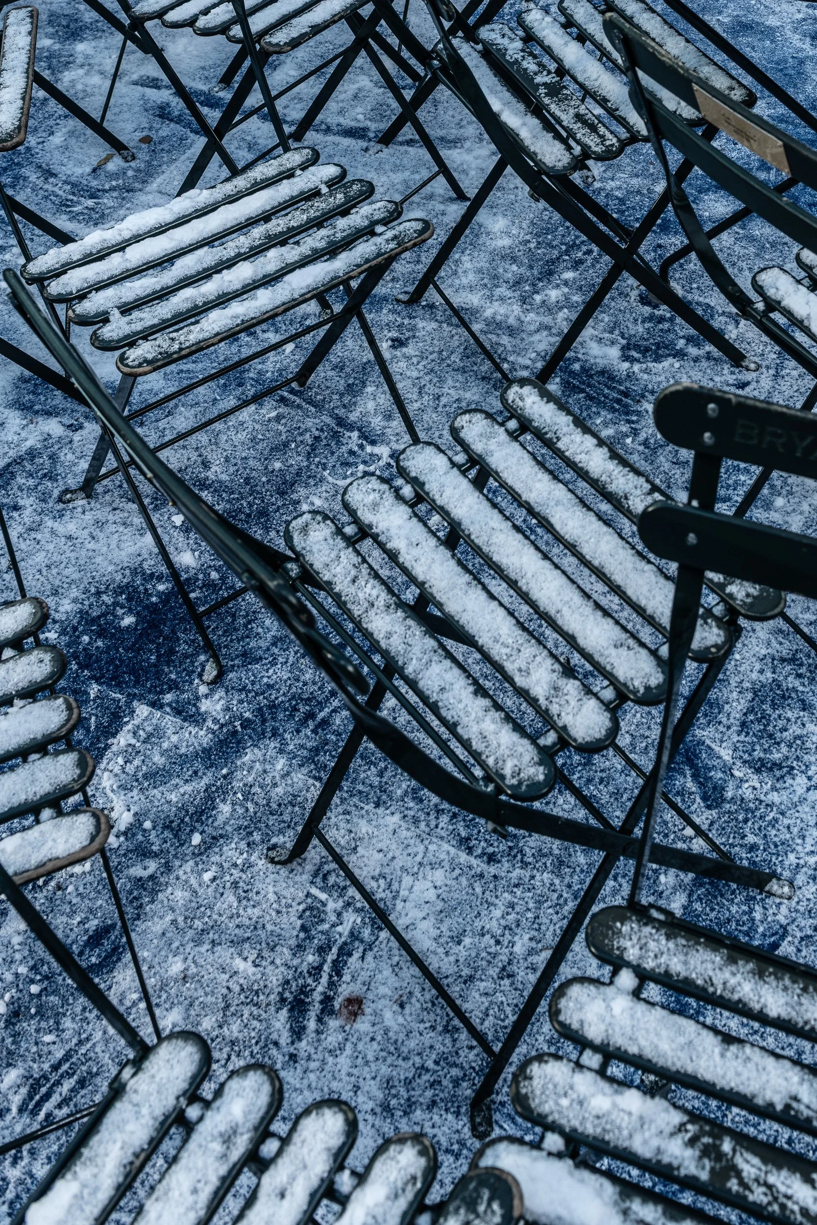 Snow Chairs, Bryant Park, January 1, 2026