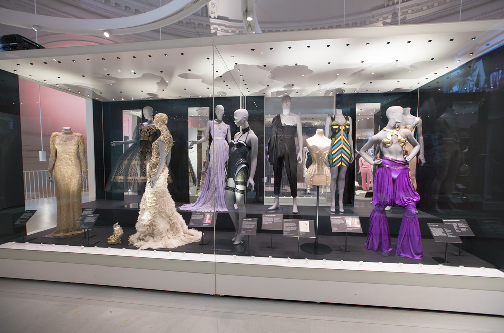 Installation view of Undressed: A Brief History of Underwear Victoria and Albert Museum