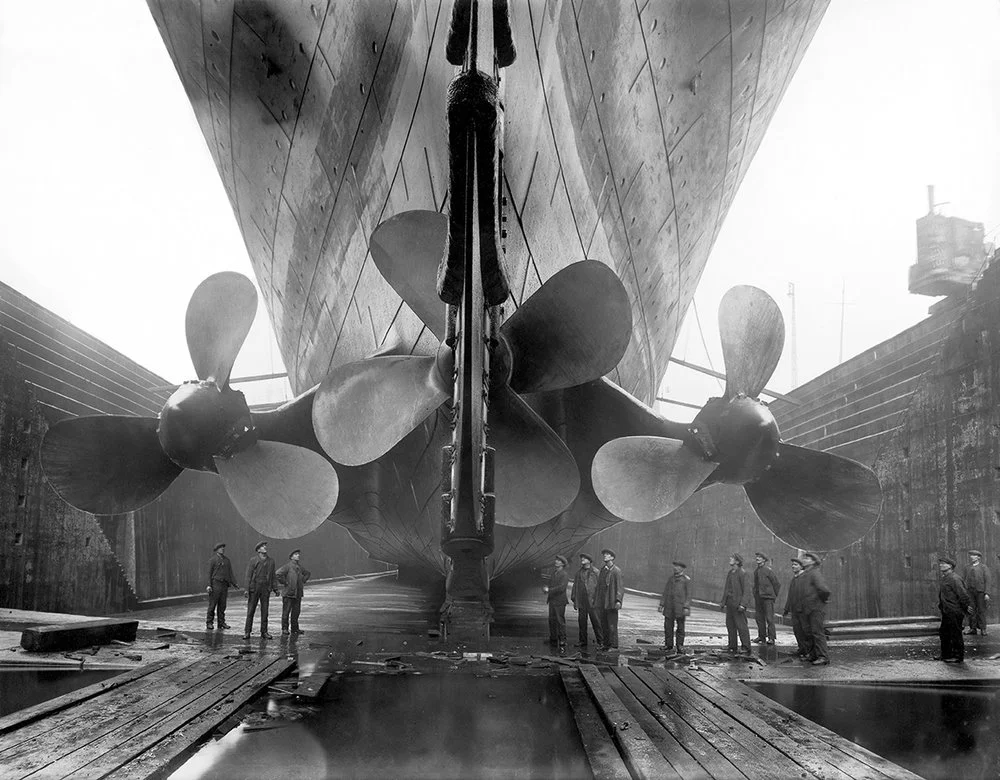 Titanic in dry dock, c. 1911, Getty Images