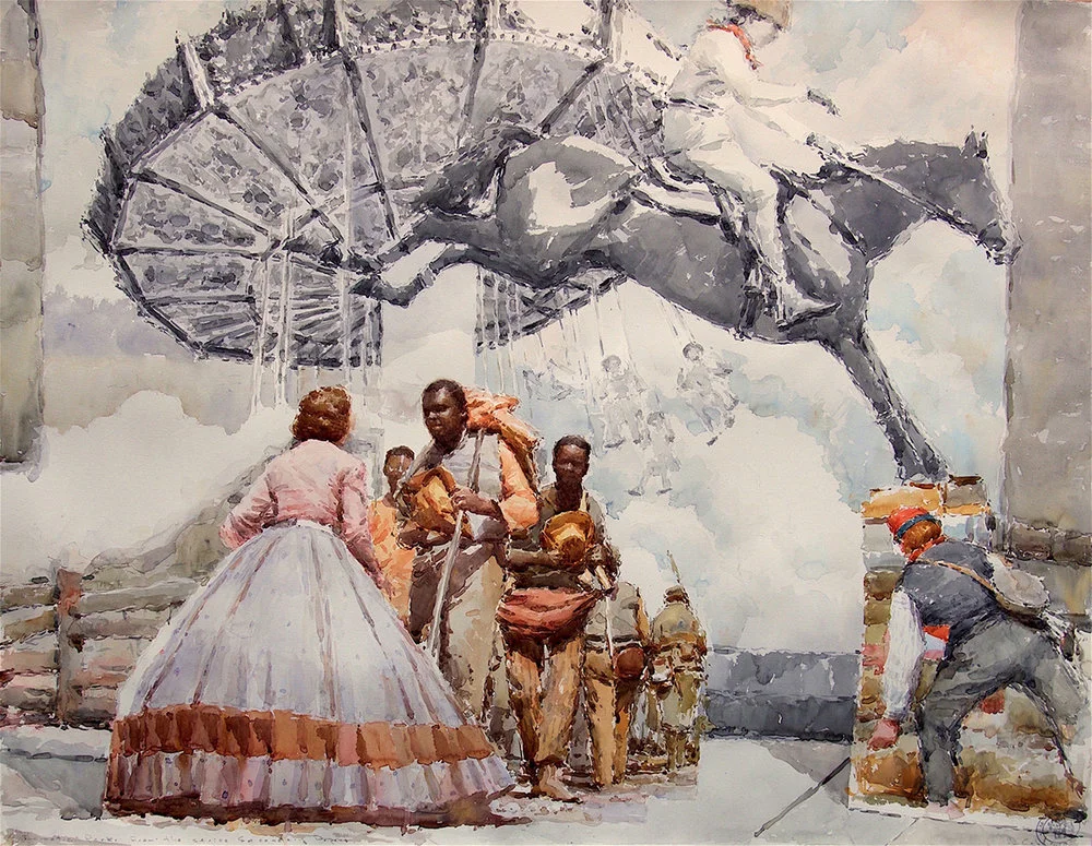 Ariel Montejo Cabrera, Thematic Park (From the series secondary paper), 2017, watercolour on paper