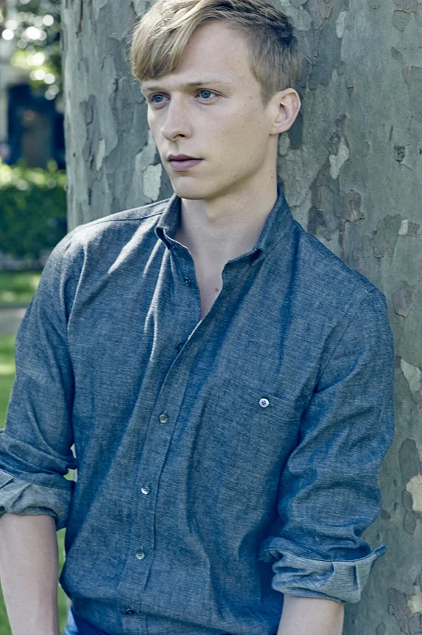 Will Tudor wears shirt by Richard James