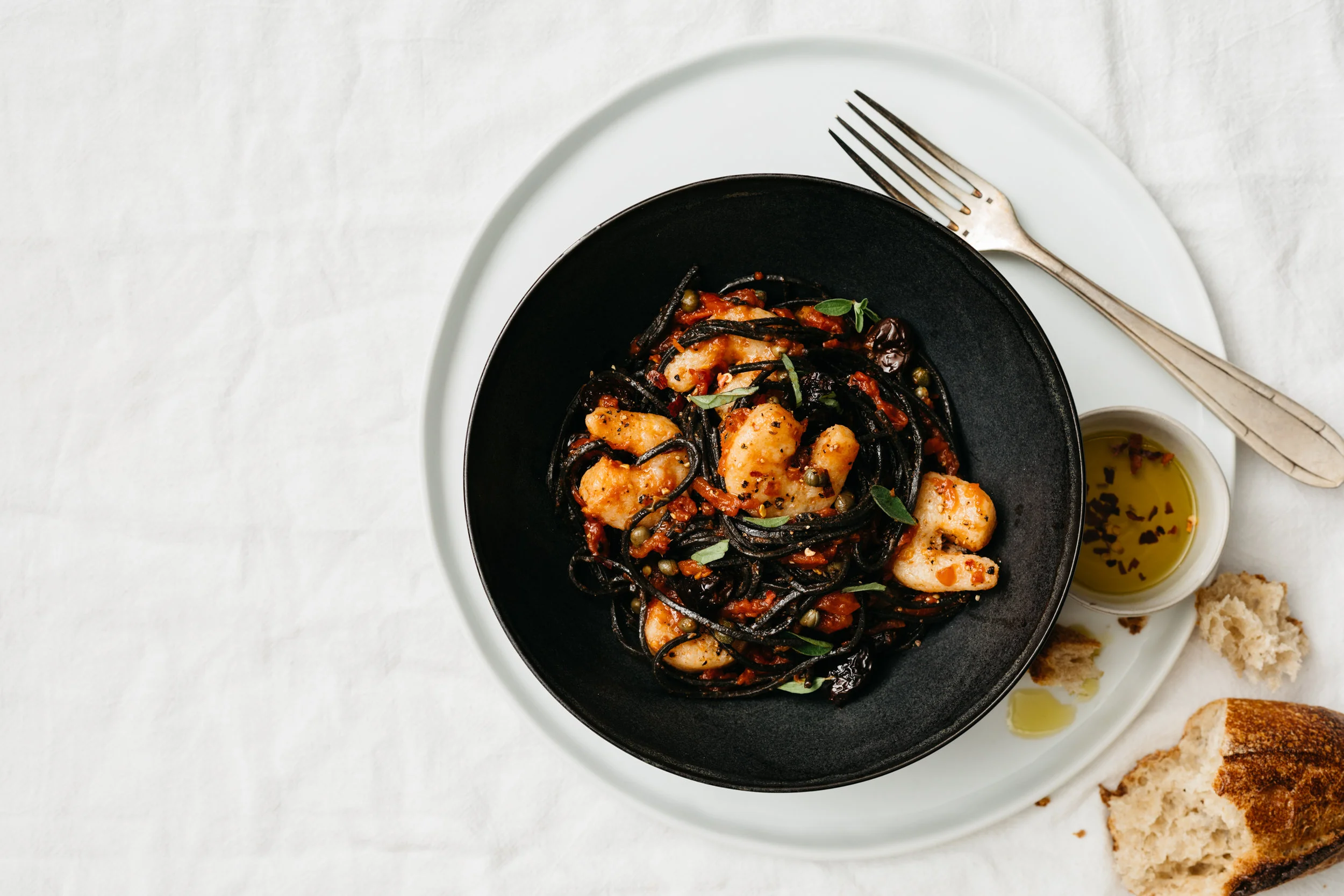 Shrimp Scampi &amp; Squid Ink Pasta