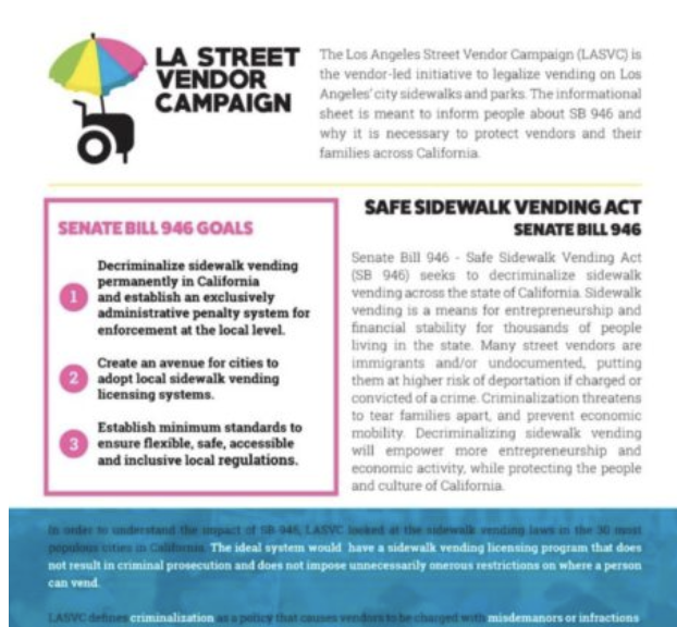 Los Angeles Street Vendor Campaign: SB 946 2018