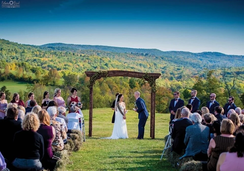 Wedding ceremony at Sanford Farm