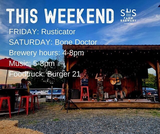🍻🌞This weekend 🌞🍻
.
⏰Brewery hours 4-8pm Friday &amp; Saturday
.
🎙Live music both nights 5-8pm .
🍺Blonde Ale back on tap!
.
🍔Burger 21 on site menu in story!
.
🍻Cheers!