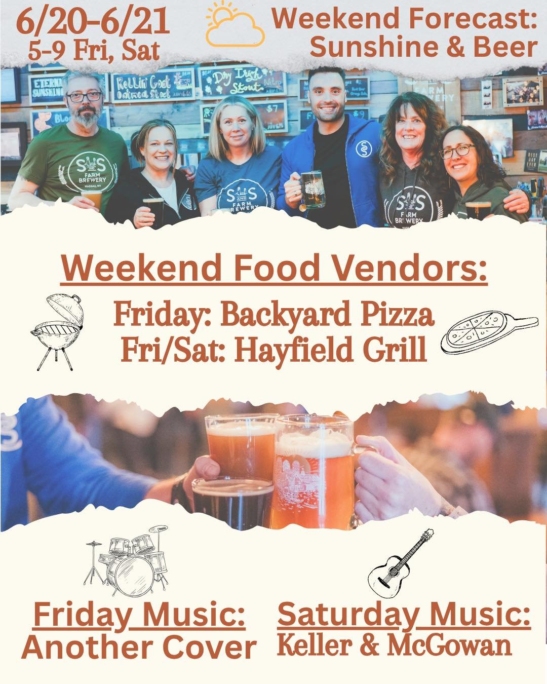 This weekend we are serving up something different&hellip; SUNSHINE ☀️

Finally, embracing our outside space this weekend.

Join us for a fantastic  live music lineup: 
🎵 🎸 
- Friday: Enjoy &ldquo;Another Cover&rdquo;, jamming out your favorite hit