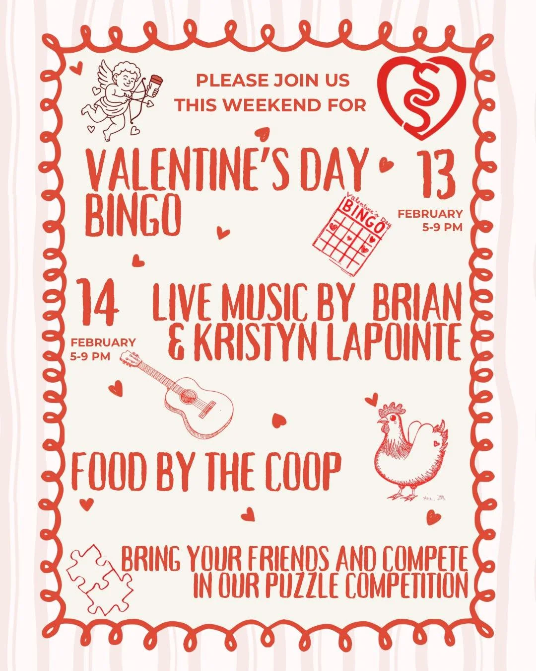 🌾❤️ Love is in the air, and so is the sound of BINGO! 🎉 Join us this weekend for a fun-filled weekend at our farm brewery! 

🗓️ Friday 13th 5-9 PM: Valentines BINGO begins at 6! 
🏆 Prizes for winners of all ages! 

🗓️ Saturday 14th: Live music b