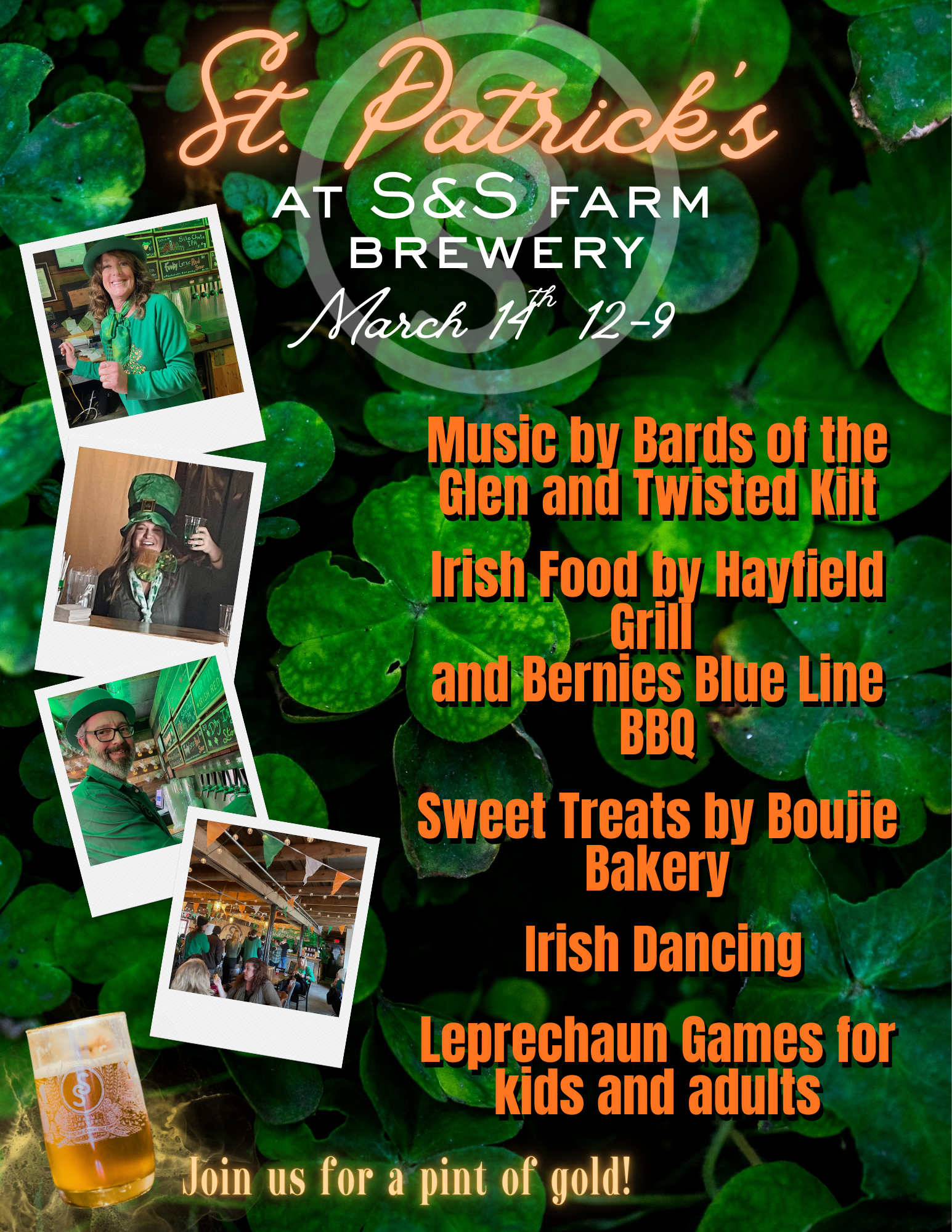 St Patrick's Day at S&amp;S! 12-9pm