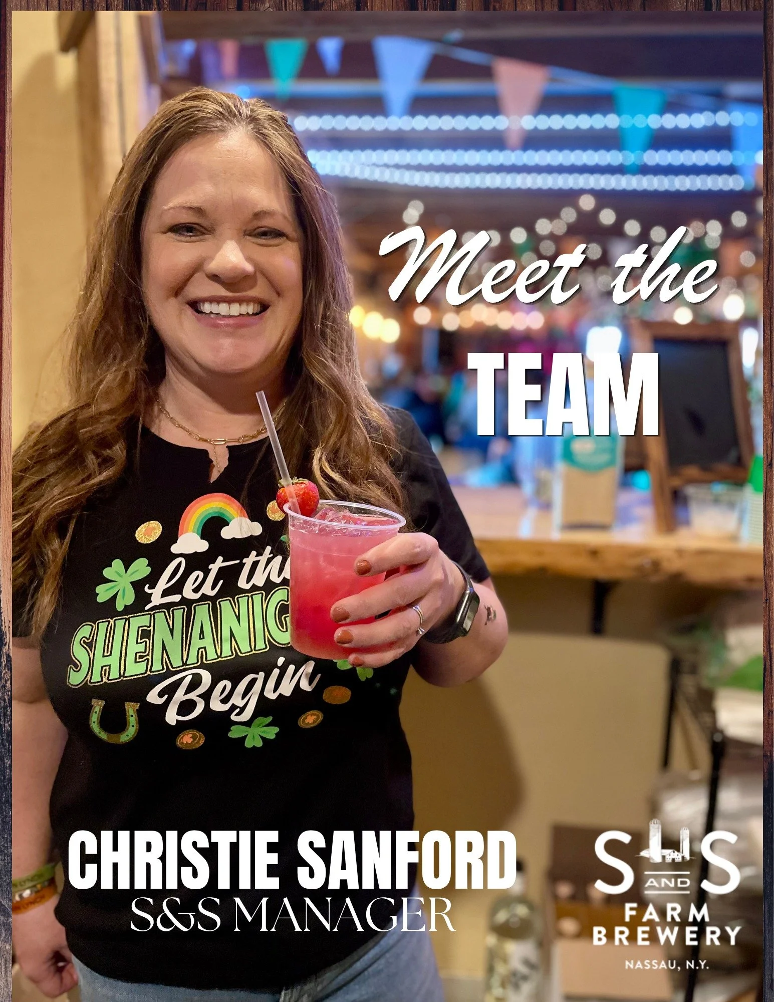 We are proud to introduce the next member of our S&amp;S Crew and literal Sanford Family, Christie Sanford, bar manager extraordinaire. There is never a dull moment when Christie is around! She&rsquo;s always bringing fun, entertainment, and warmth t