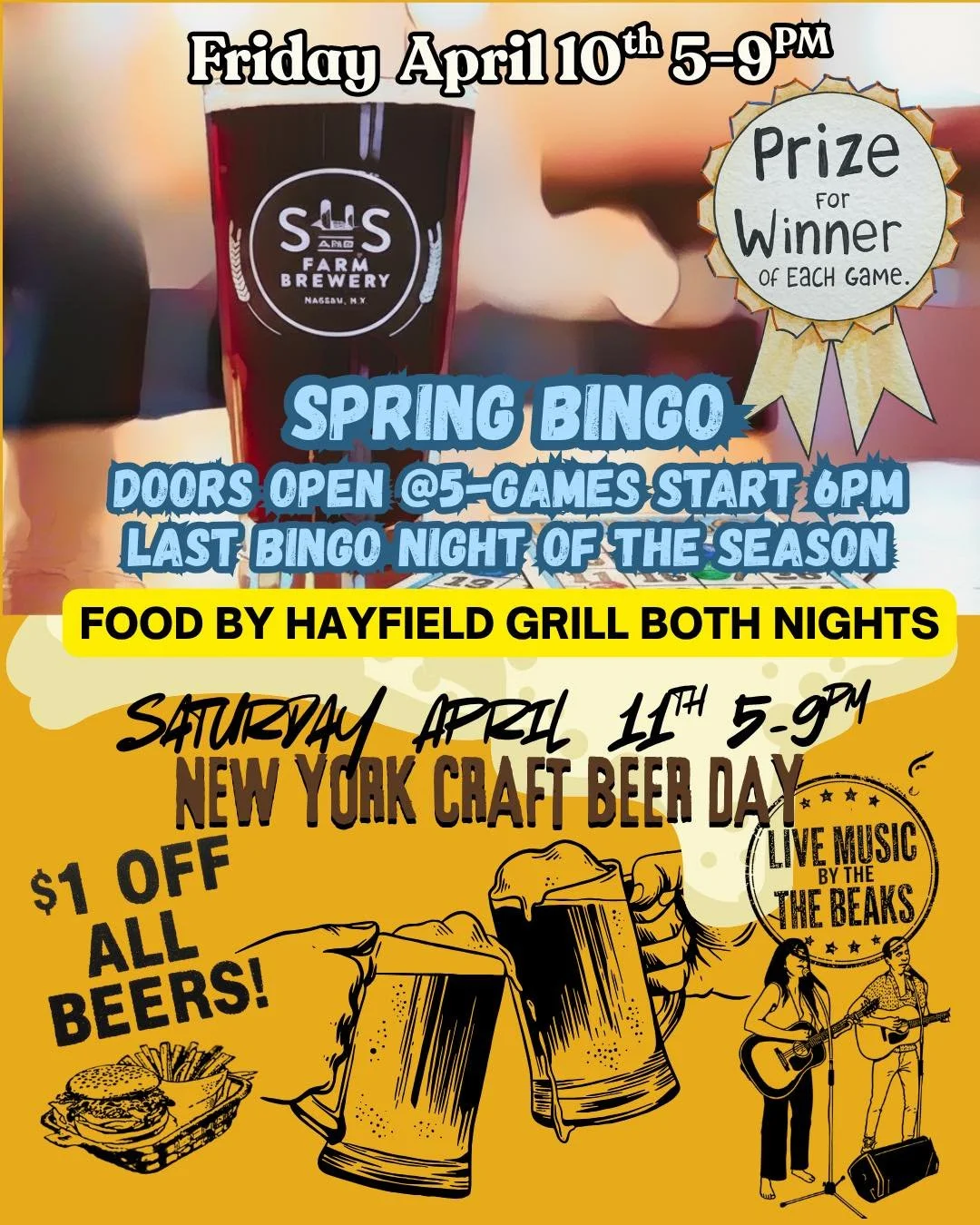 Celebrate New York Craft Beer Day with us at S&amp;S Brewery! 🍺🌾

Join us this Saturday, April 11th as we raise a glass to New York-grown, New York-brewed craft beer.

Whether you&rsquo;re a longtime friend or visiting for the first time, come and 