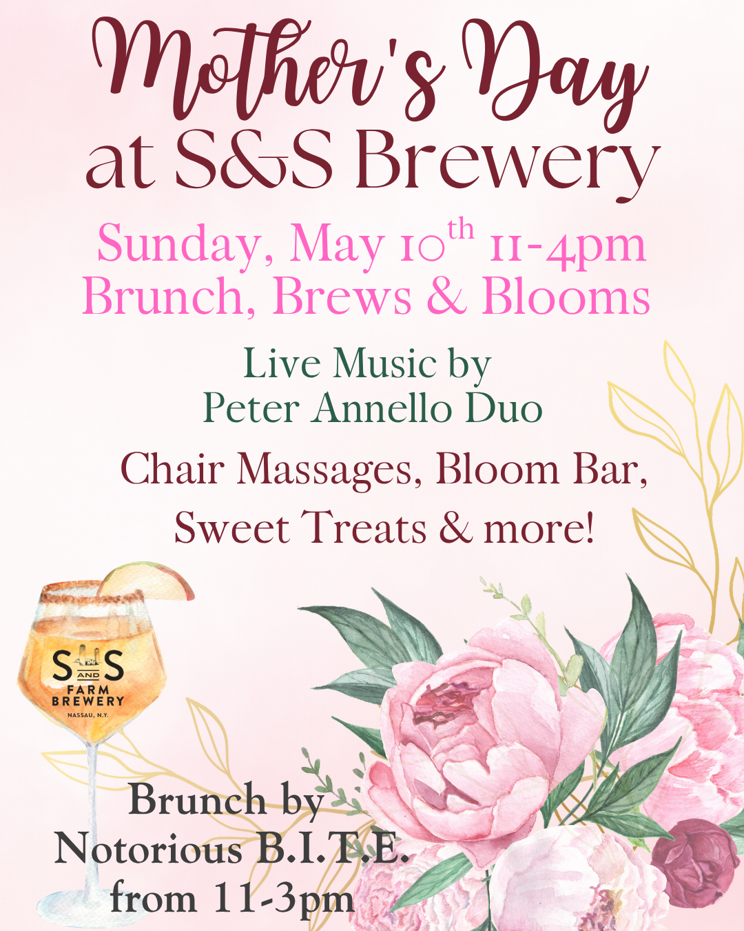 Mother's Day at S&amp;S: Brunch, Brews and Blooms