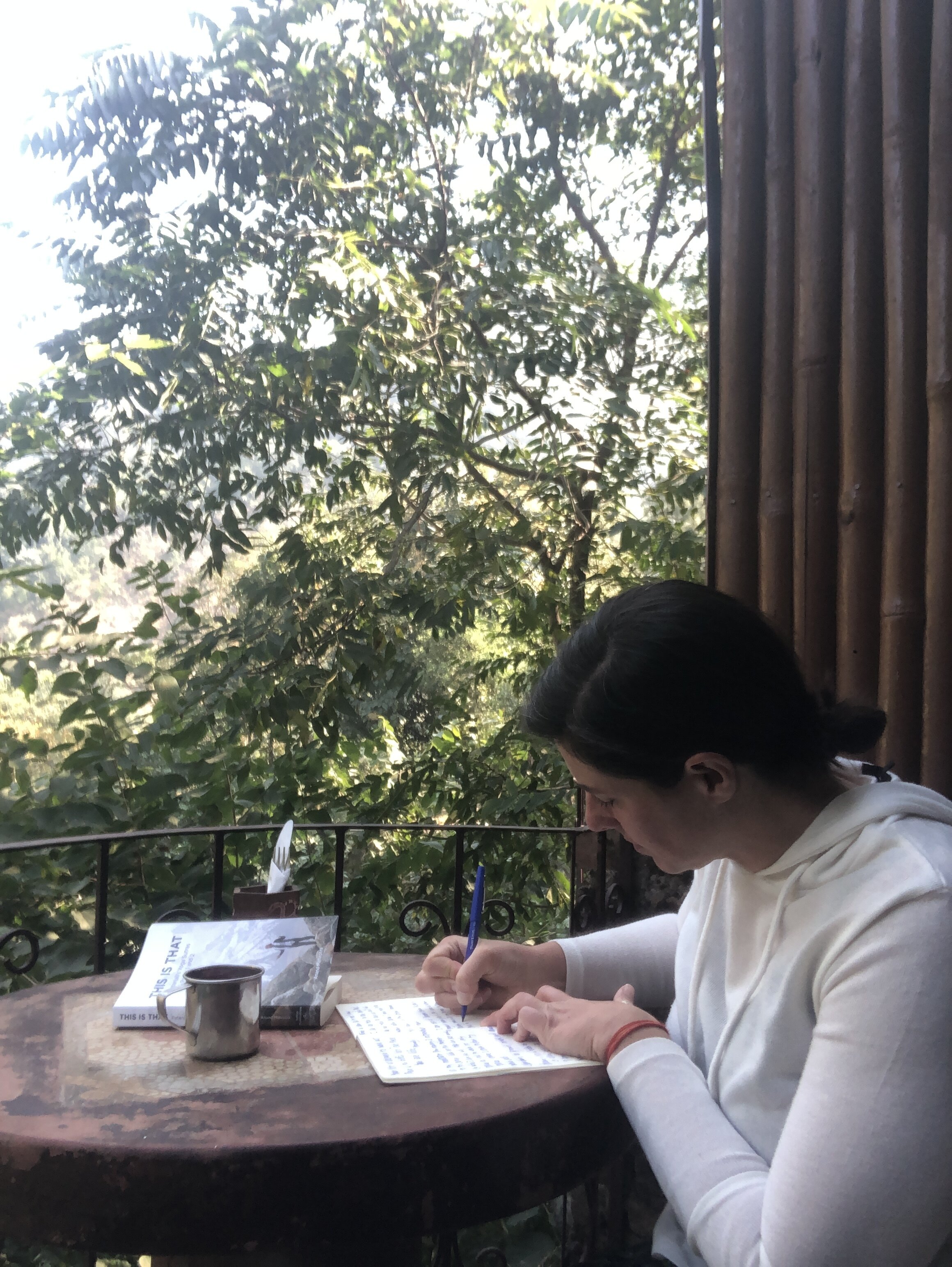 writing at ramana's.JPG