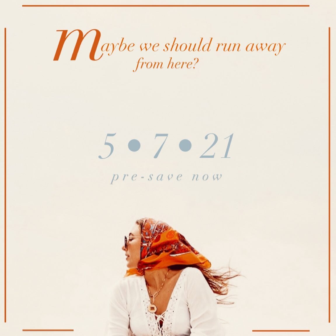 THIS IS IT! My new single &ldquo;Maybe We Should Run Away From Here&rdquo; will be yours May 7th 🧡 pre-save pre-save pre-save with the link in my bio!! 
&bull;
I&rsquo;ve treasured this song for so long, can&rsquo;t wait for you to hear it xx 
eeeee