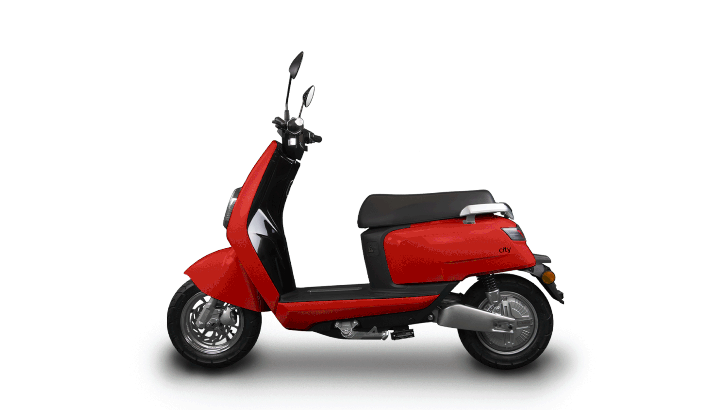 Benzina Zero City electric moped. Available colours: red, grey, white.