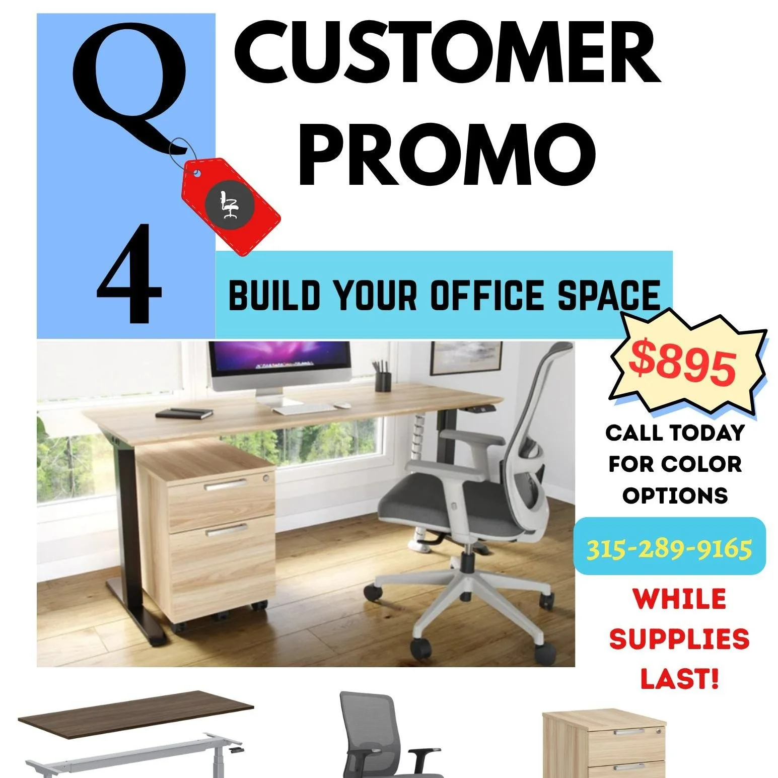 🪑💻 BUILD YOUR OFFICE SPACE FOR JUST $895! 💻🪑

Looking to upgrade your workspace without breaking the budget? Check out this Q4 CUSTOMER PROMO from CNY Office Furniture! 🔥 GET THE COMPLETE OFFICE PACKAGE FOR ONLY $895! 🔥

Your package includes:
