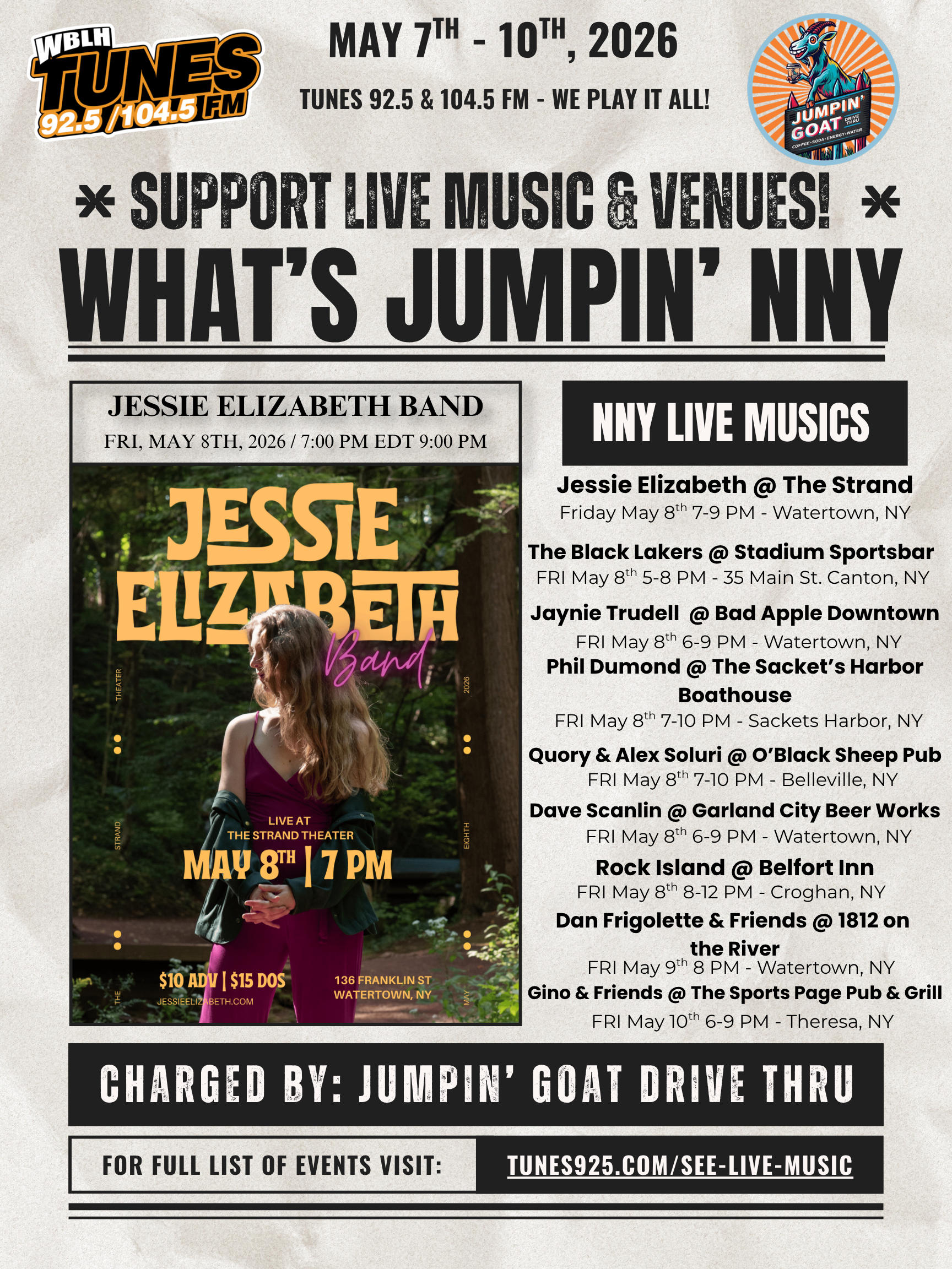 Check out a Full Rundown of all the Local Music Events happening in NNY this weekend!