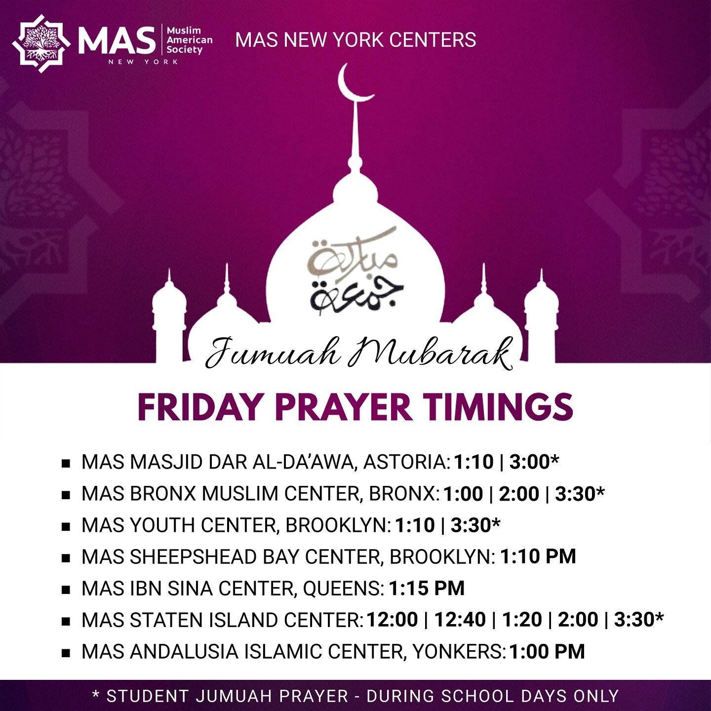 As Muslims, we all know the importance of praying the Jummuah prayer. It is a sacred obligation and an opportunity to gather as a community to worship Allah SWT. We at MAS NY (Muslim American Society) recognize this importance and strive to provide J