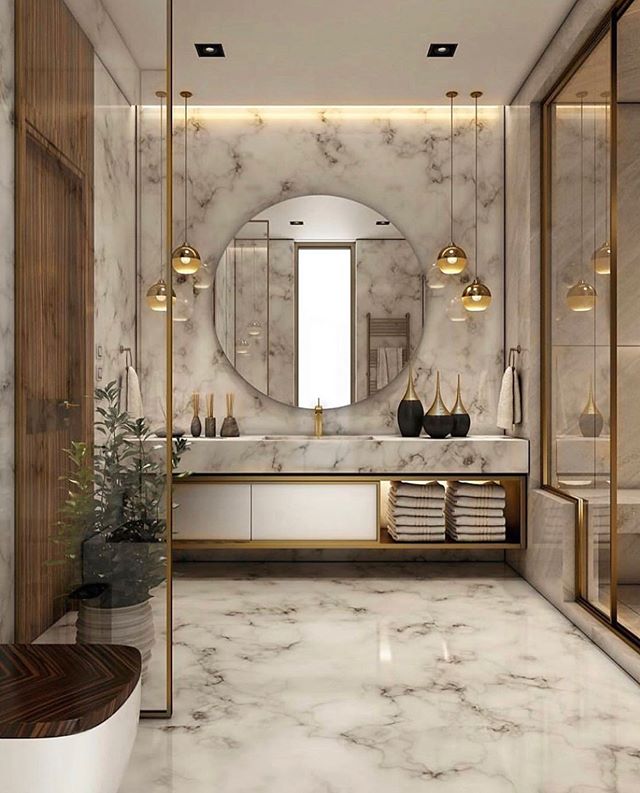 BATHROOM INSPIRATION | @jldecors

#space #brass #wood #texture #design #mpave