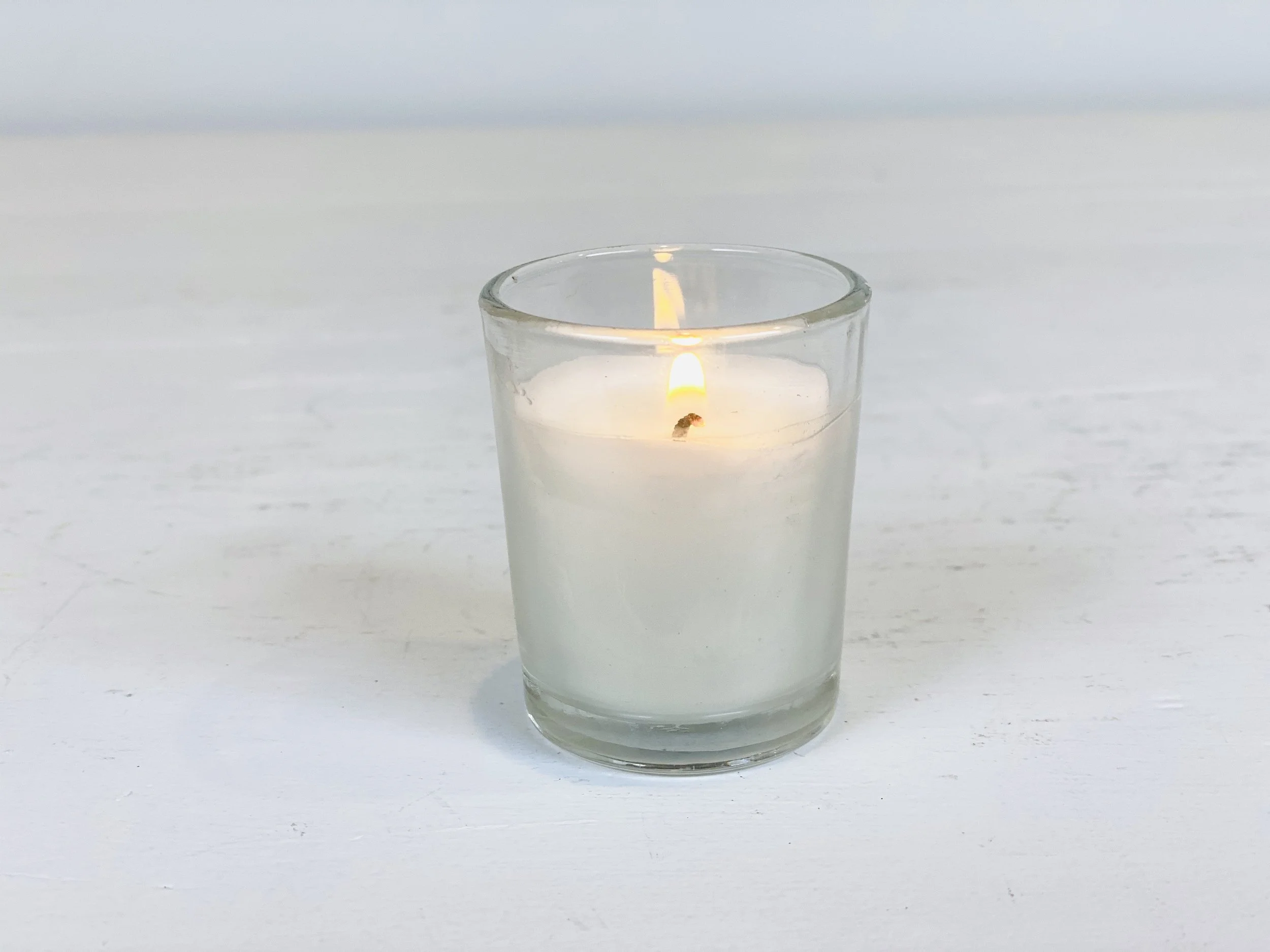 Clear Glass Votive with White Candle.JPG