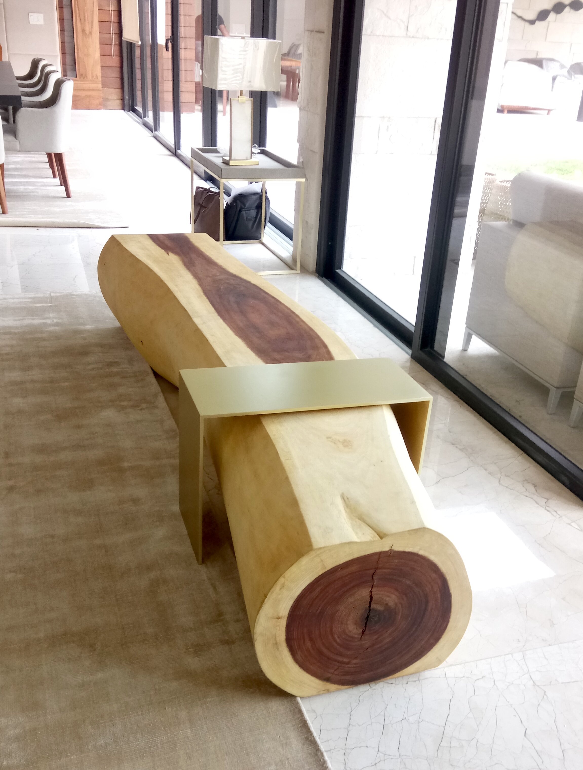 Banca Tronco con Mesa Grapa Metal