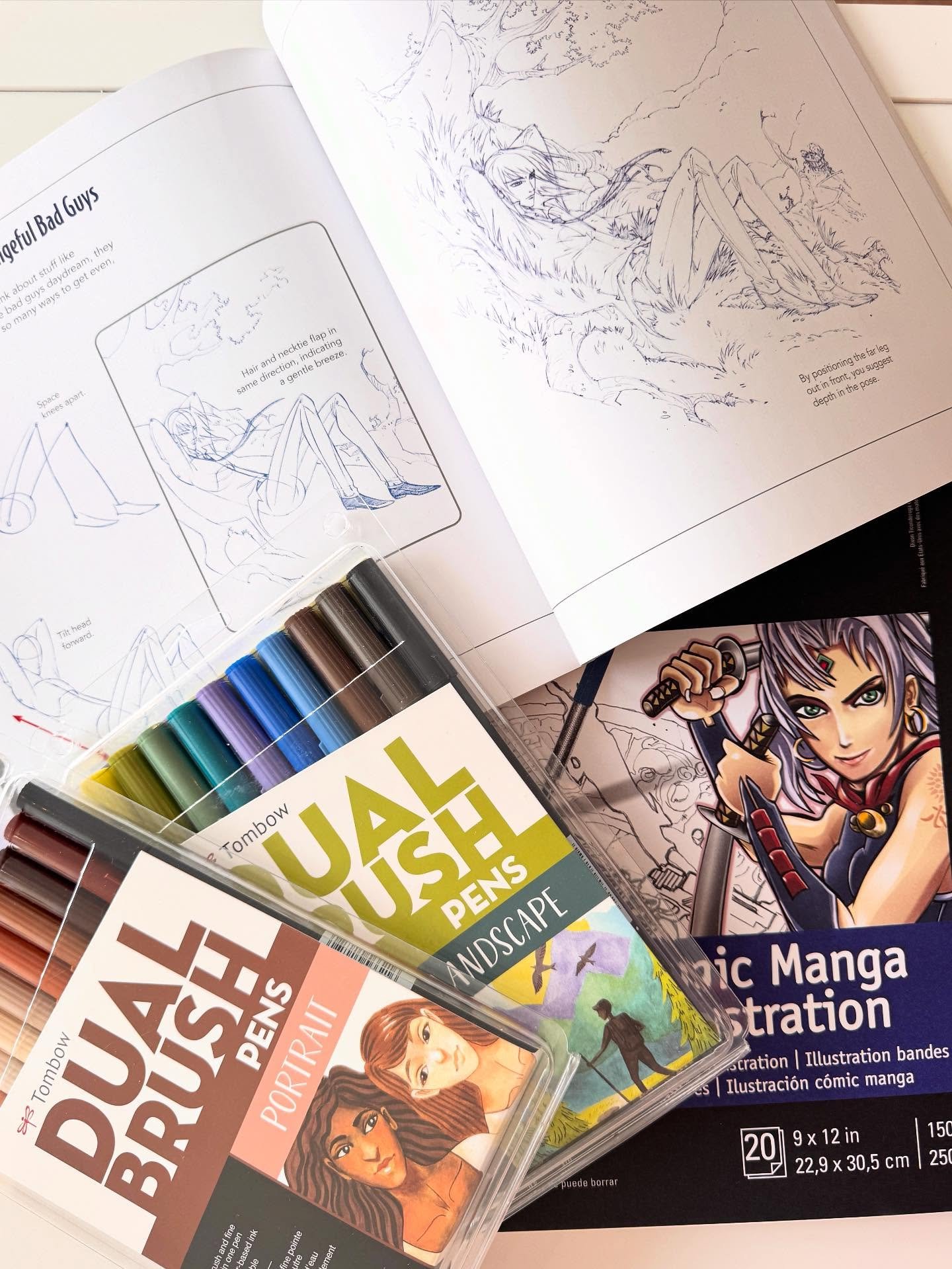 Ever wanted to learn how to draw your favourite anime characters?! 

Get started with:
The Master Guide to Drawing Anime 
Canson manga sketchbook 
Tombow Dual brush pens
