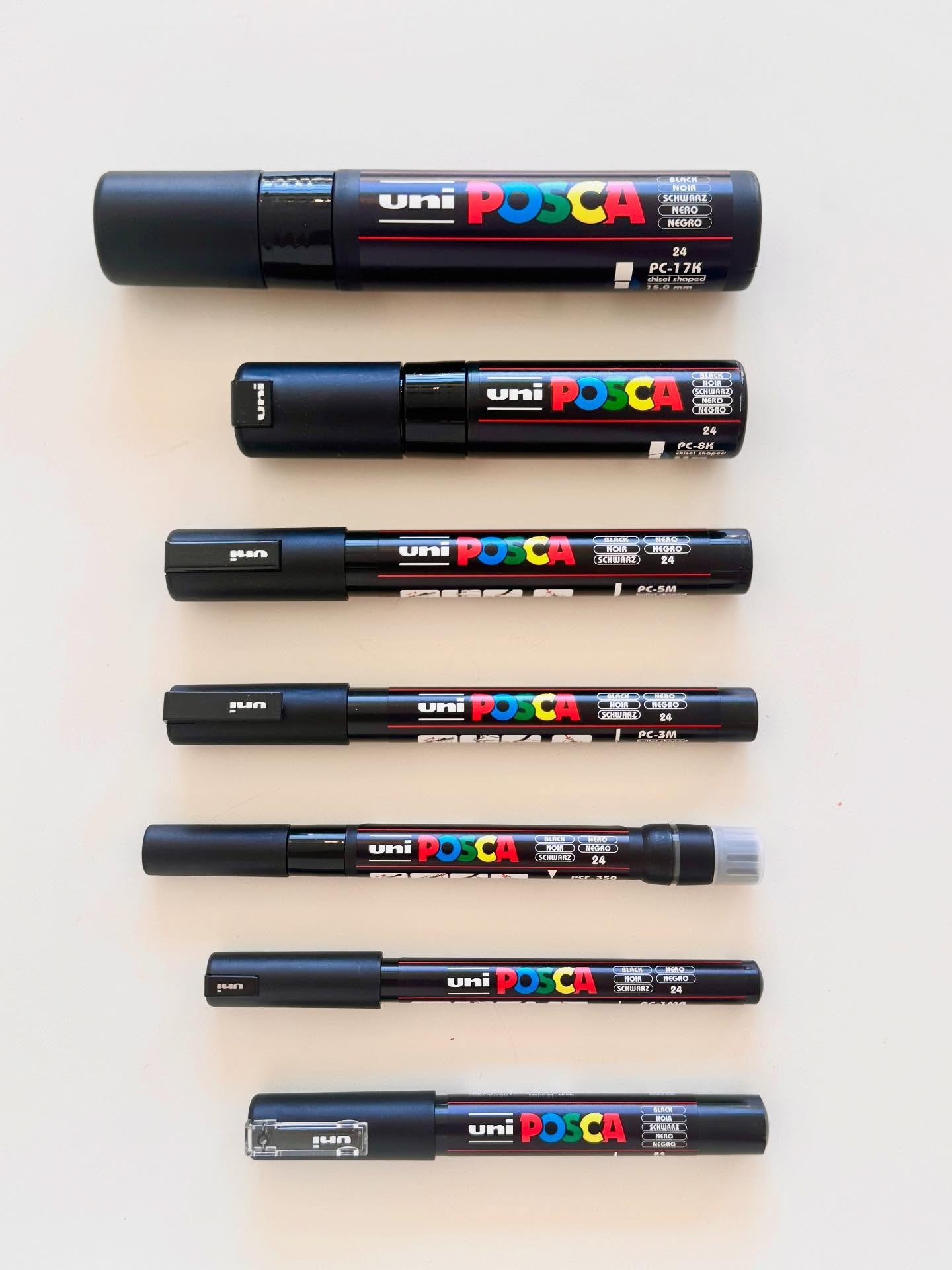 The perfect set of POSCA markers ✍🏻

POSCA markers are vibrant, water-based paint pens that work on almost any surface&mdash;paper, wood, glass, fabric, you name it. Loved by artists for their bold colours and smooth coverage. 

#artsupplies #paintm