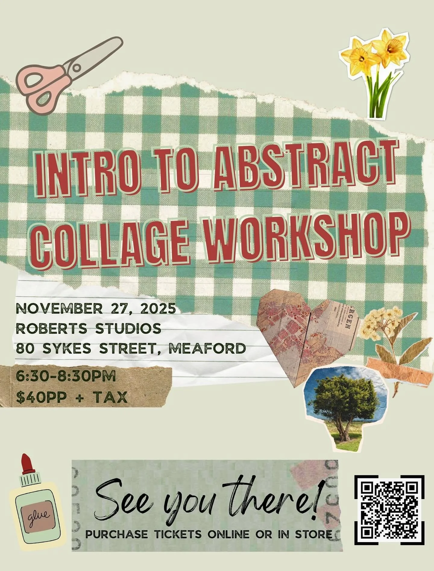 Join artist Margaret Buckworth at Roberts Studios for a creative exploration of abstract collage. In this hands-on workshop, you&rsquo;ll learn the fundamentals of collage&mdash;what it is, how composition and colour work together, and how to use dif