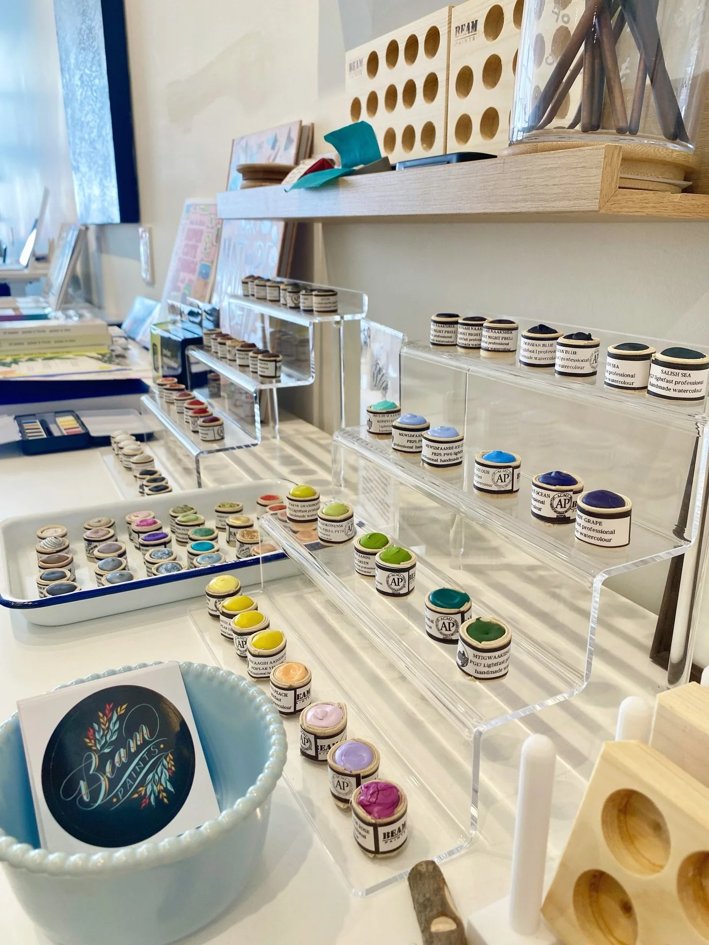We ❤️ Beam Paints! Handmade watercolour paints made in M&rsquo;Chigeeng First Nation, Manitoulin Island. What is your favourite Paintstone colour? 

#beampaints