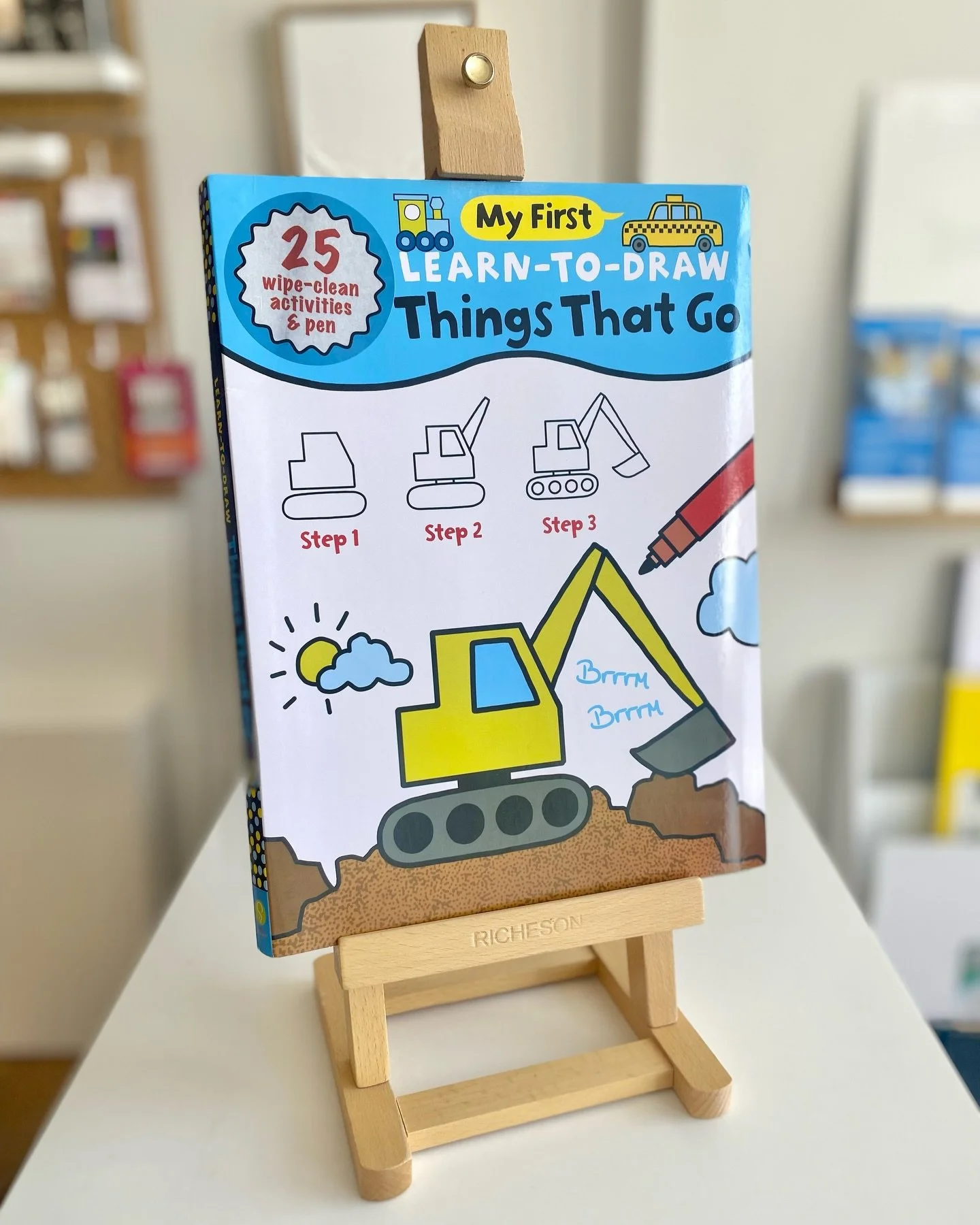 A new Learn to Draw book is here! ✏️🚜
Our Things That Go Learn-to-Draw workbook is perfect for ages 2+ 🚲 and includes a dry-erase marker and reusable pages for endless fun!