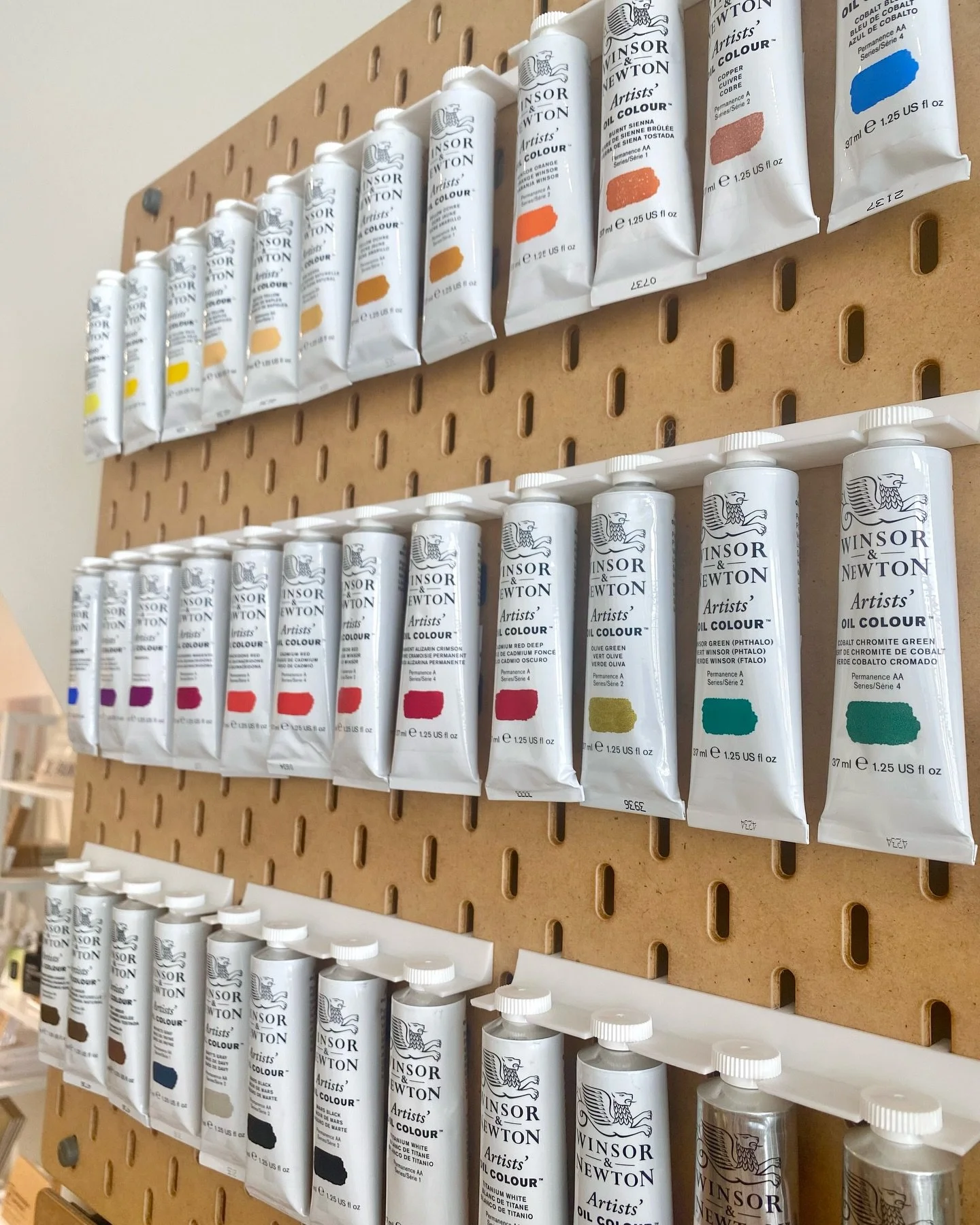 A wall of possibilities 🎨 Our Winsor &amp; Newton oil paints are stocked and ready for your next masterpiece! 

@winsorandnewton