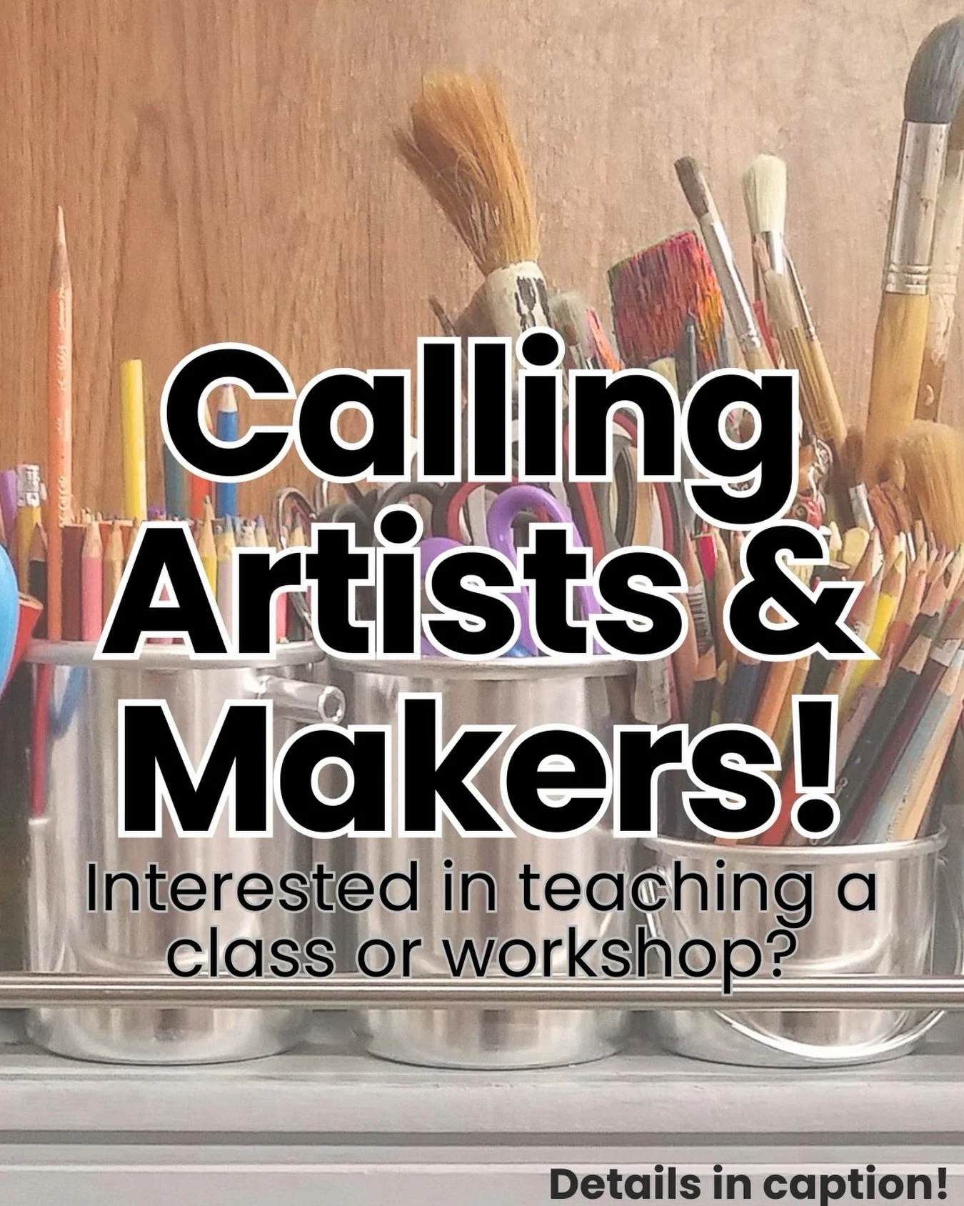 We&rsquo;re looking for creatives to host one-time or occasional classes 👩&zwj;🎨📝✒️! Painting, drawing, printmaking, calligraphy, crafts, mixed media, kid-friendly projects, and more. 

📧 DM us, fill out our contact form through our website, or s