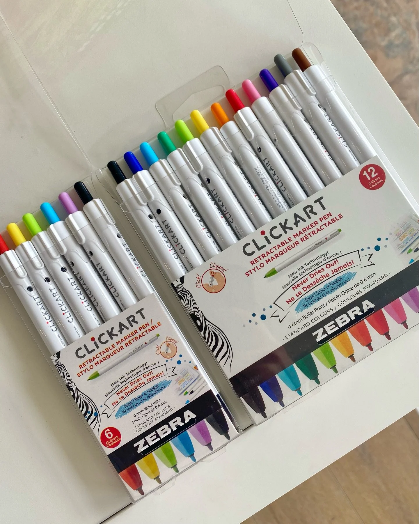It&rsquo;s finally warming up. Time to bring the colour back! ☀️🌈

Zebra ClickArt retractable marker pens never dry out and won&rsquo;t smear or smudge. Available in 6 or 12 packs in store.