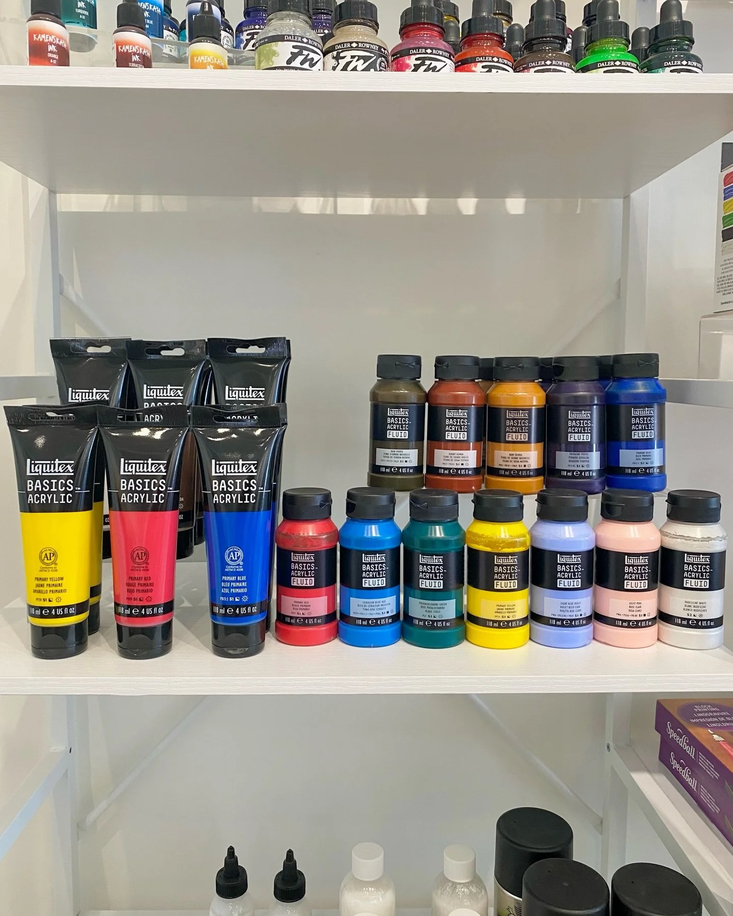 You asked, we stocked it 🎨 Liquitex Basics Acrylic 118ml tubes are in, right beside our fluid paints!