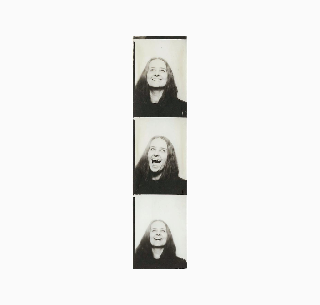 Photographs of Beth Davy taken in an original 1970s photo booth