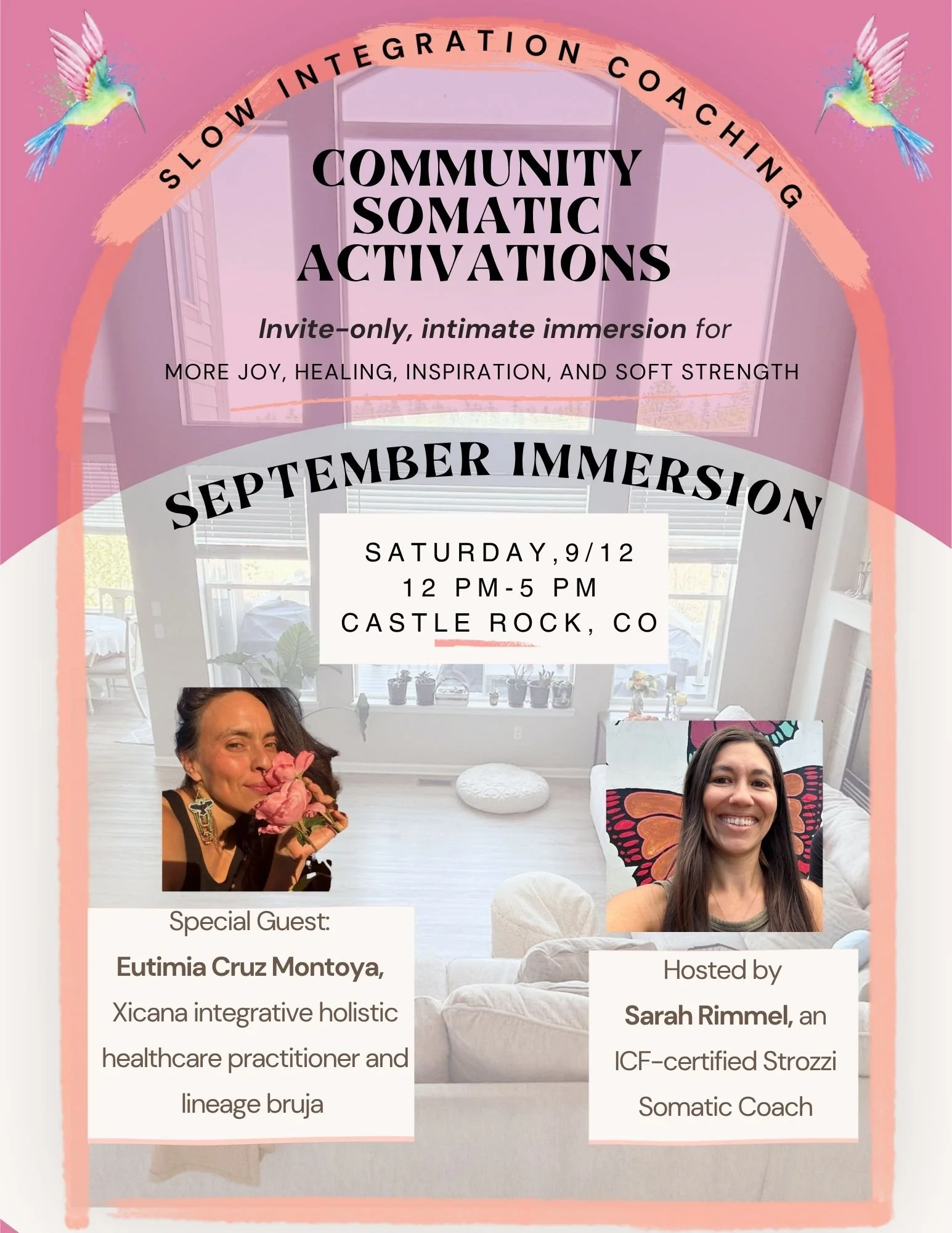 September Immersion, 12-5pm, Saturday, September 12th