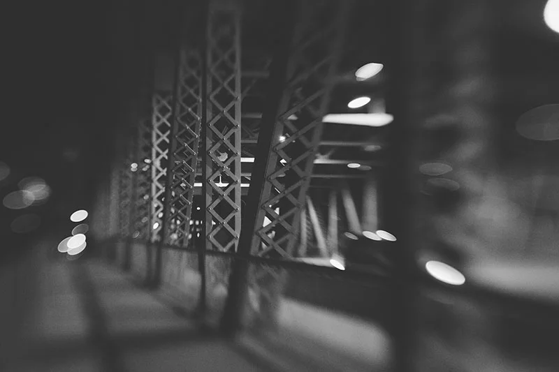 lensbaby photography the burrard bridge in black and white