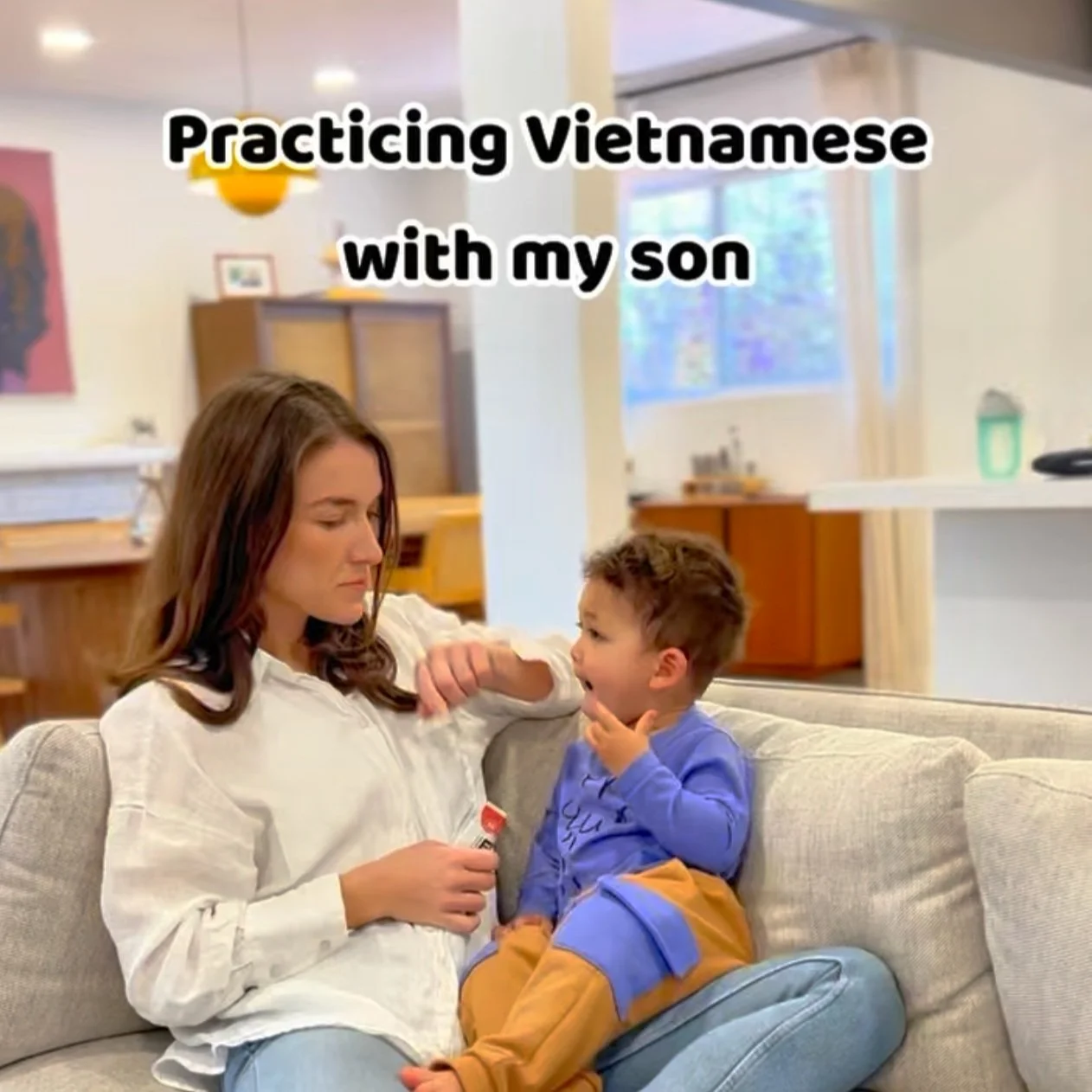 Practicing Vietnamese with my Son
