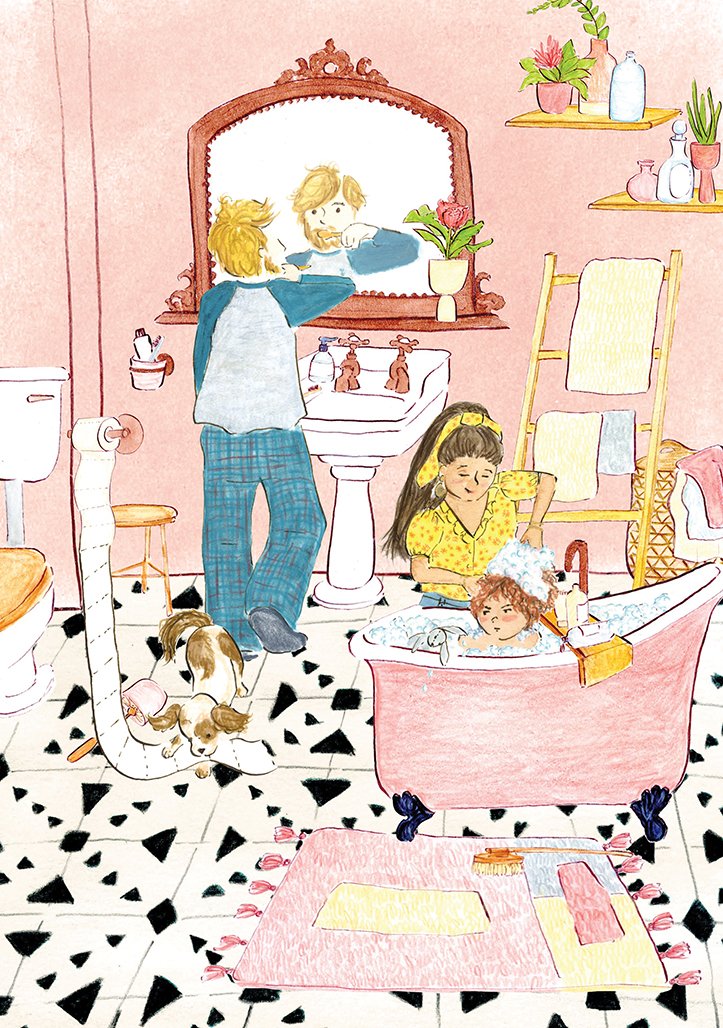Patchwork Bathroom Scene