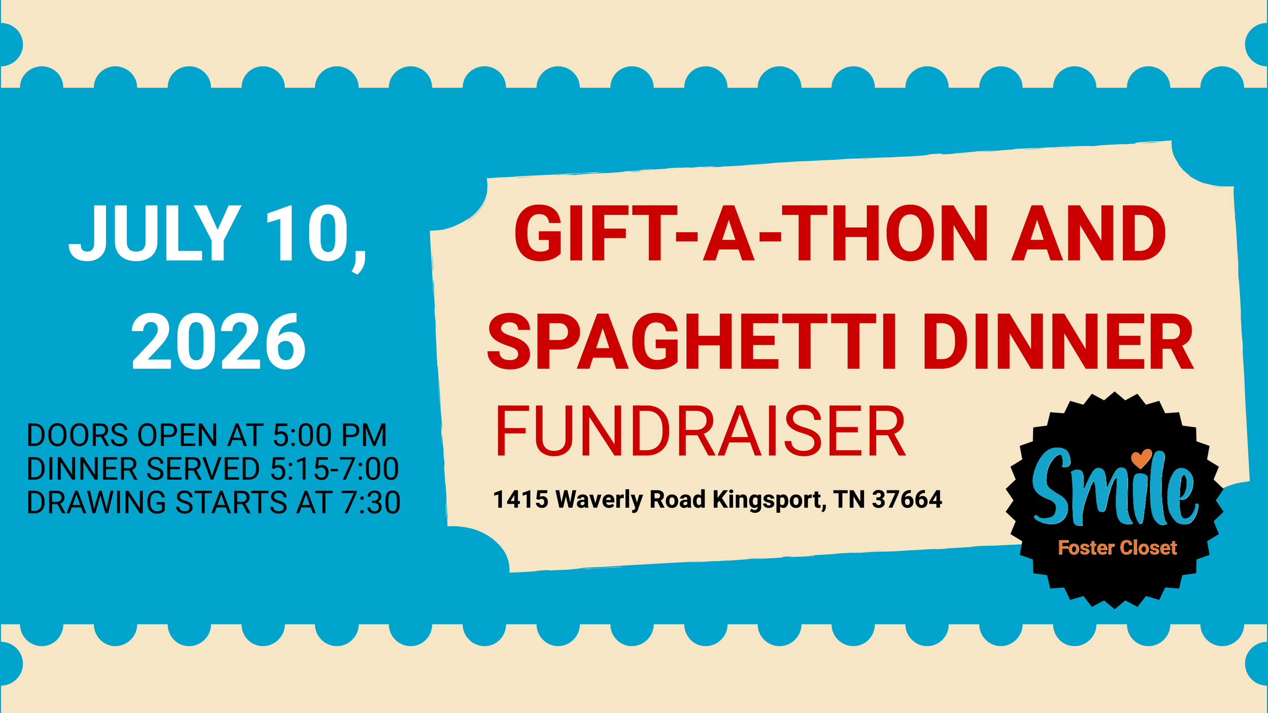 SMILE Foster Closet Gift-a-thon & Spaghetti Dinner