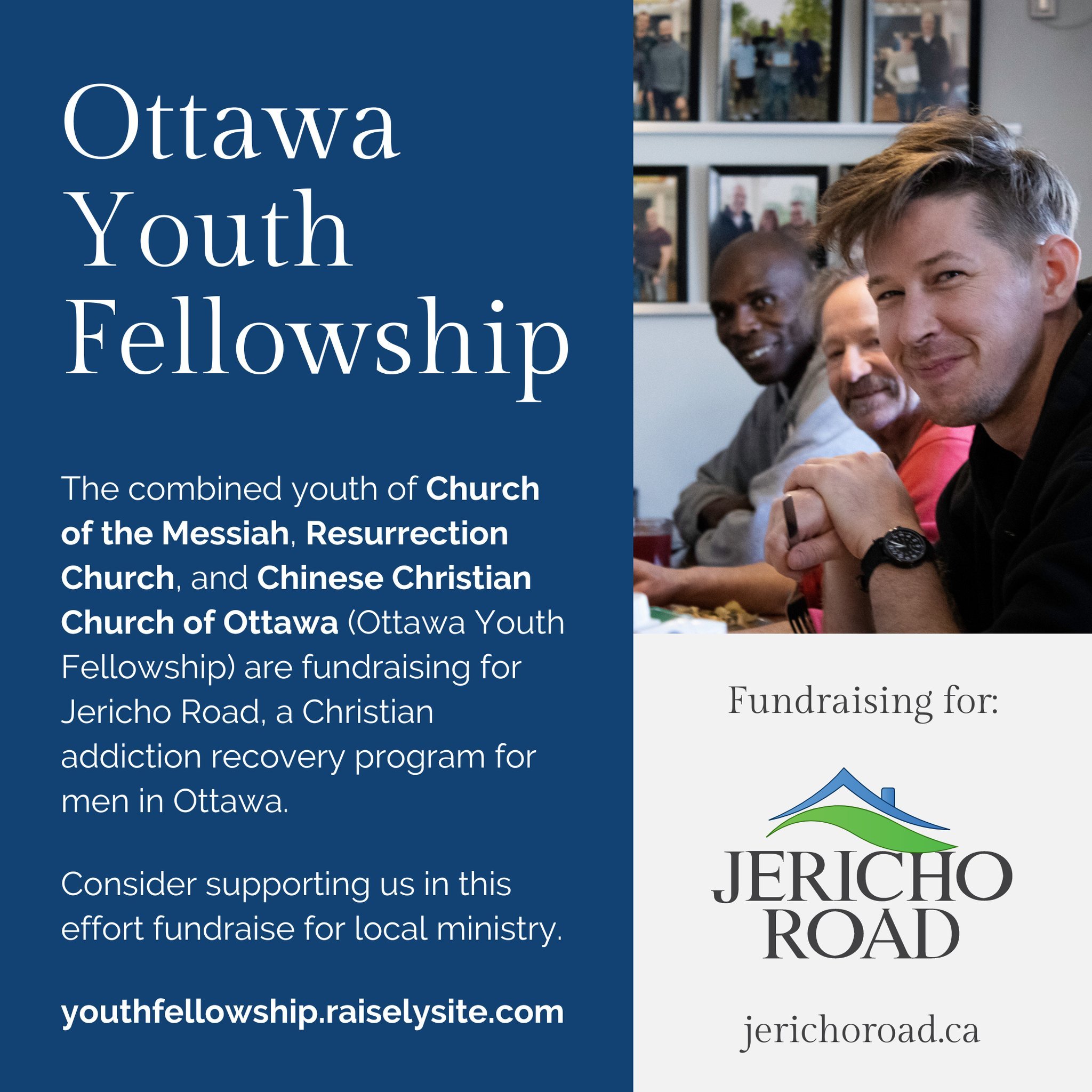 Our Youth Group is fundraising for @jerichoroadottawa, a Christian addiction and rehabilitation centre in our city helping give men a chance at long-term recovery.

Want to help? Consider supporting their effort here 👇
https://youthfellowship.raisel