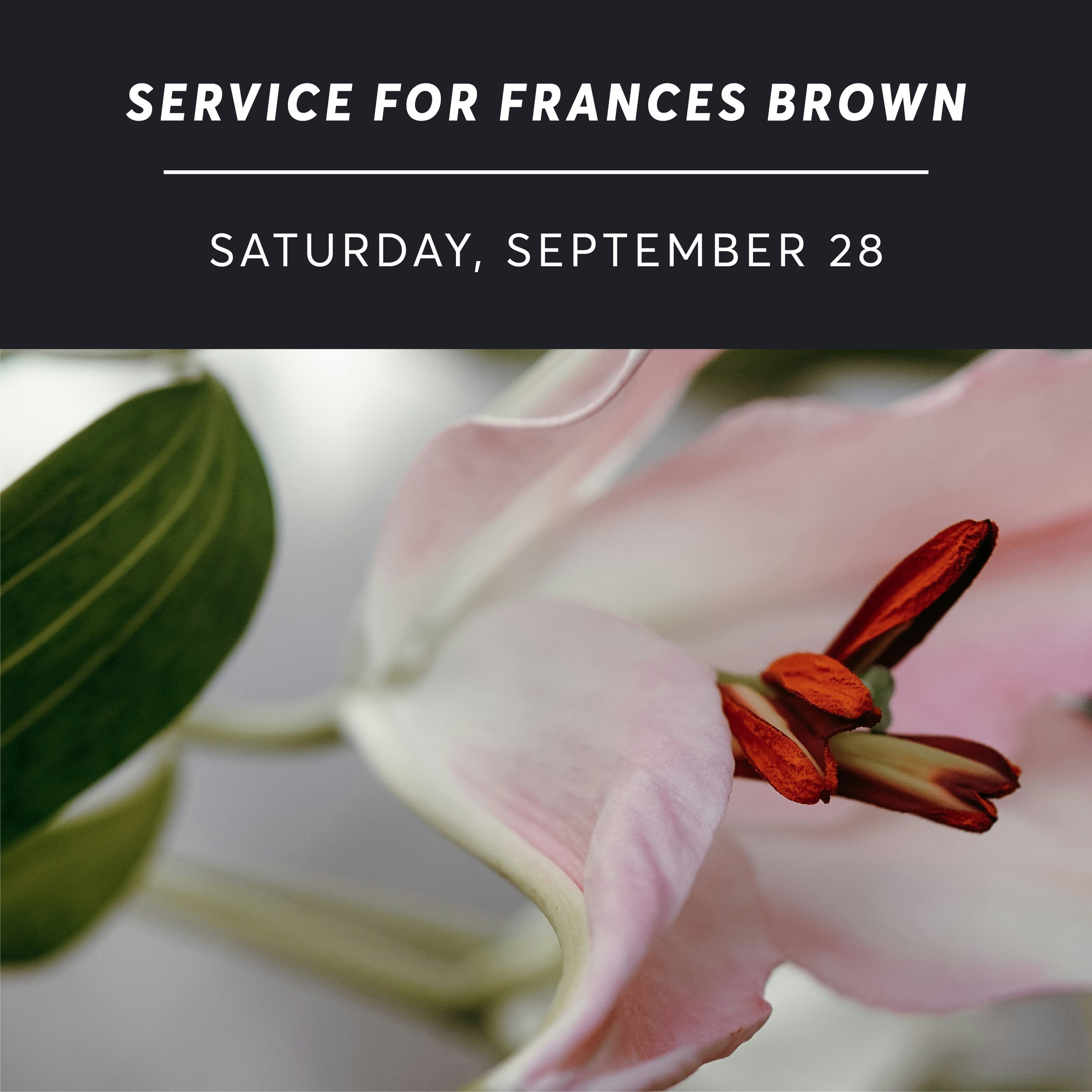 Funeral service for Frances Brown