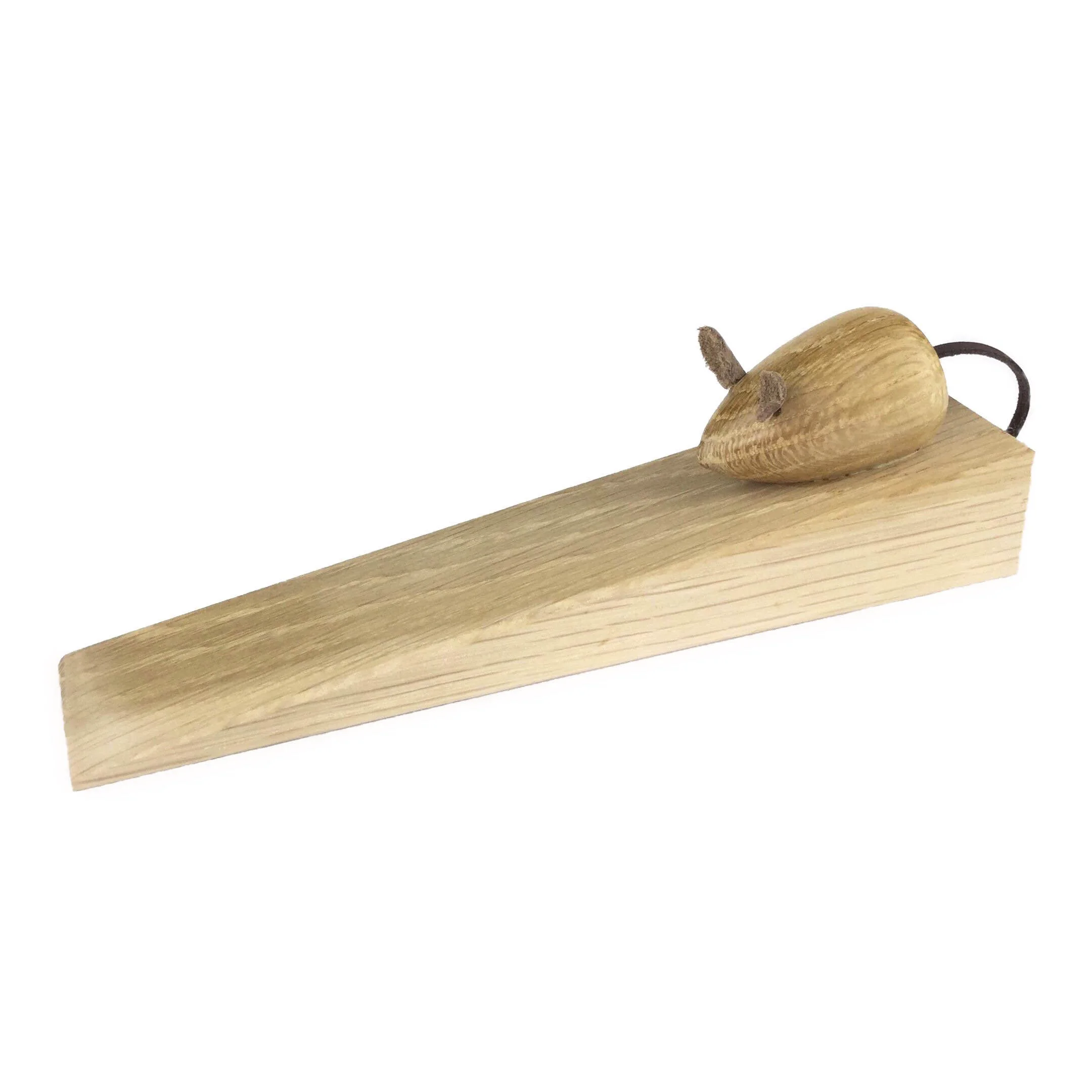 Oak door wedge with handcrafted oak mouse