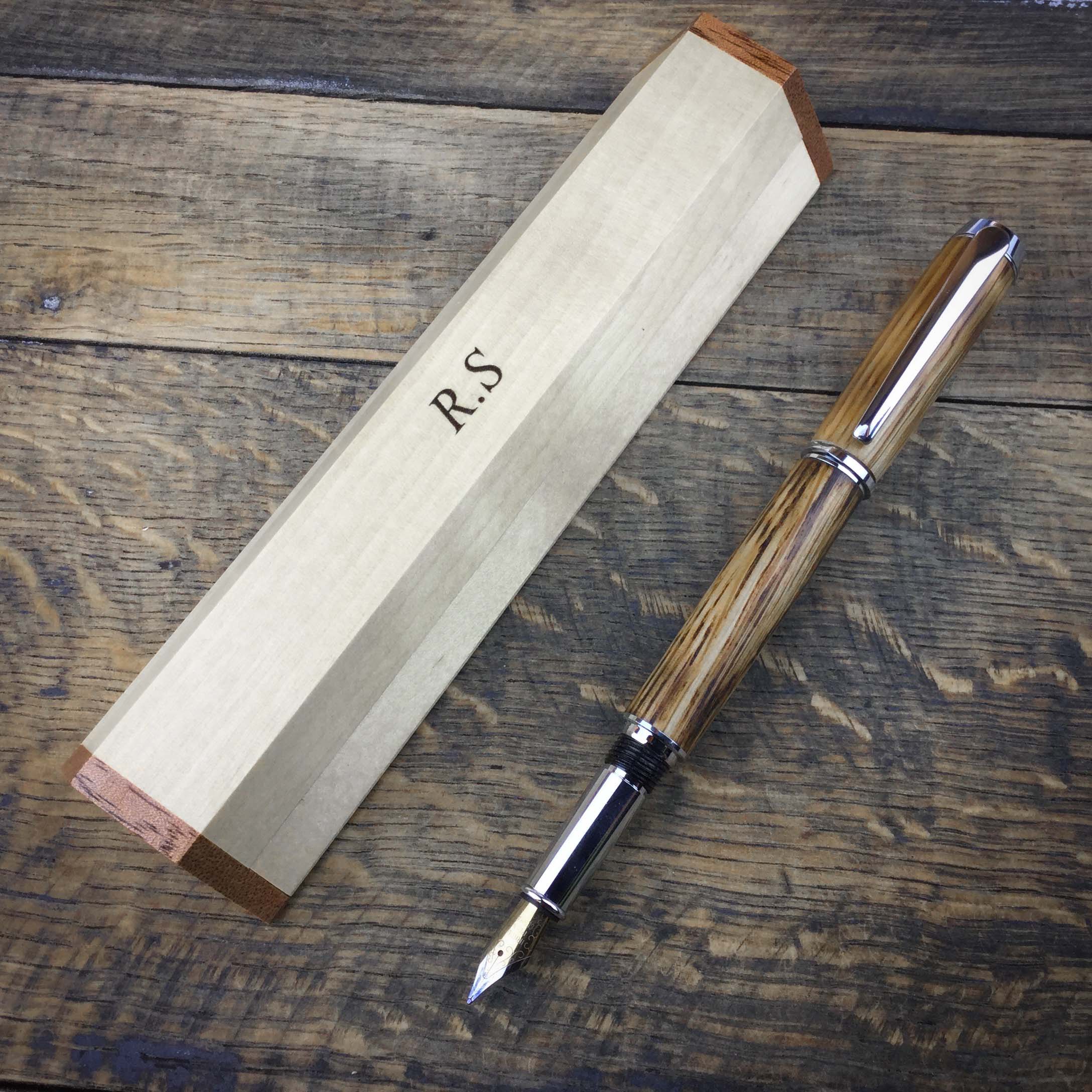 personalised wooden fountain pen box