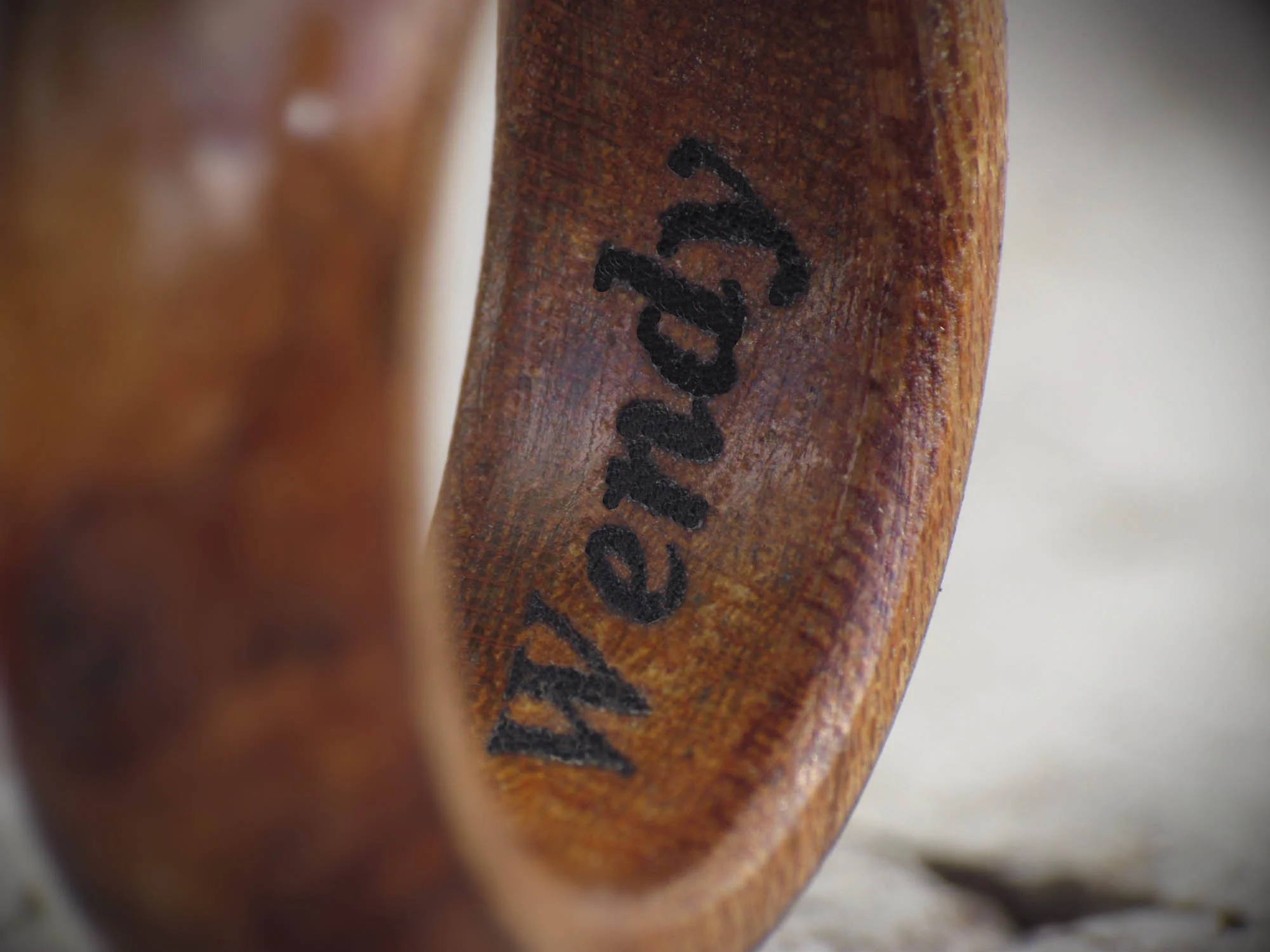 inscribed wooden wedding ring