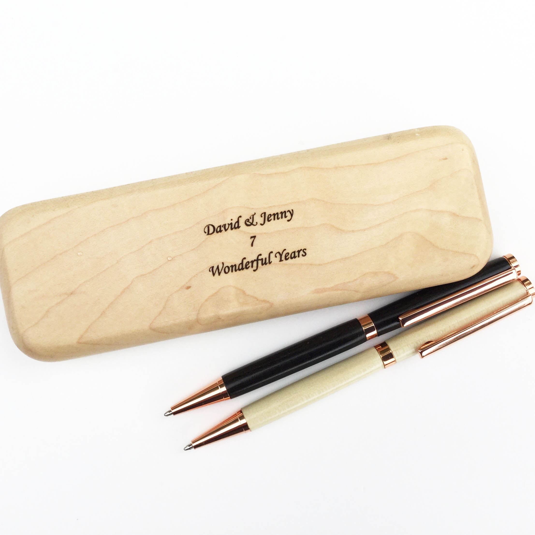 copper and wood pen set