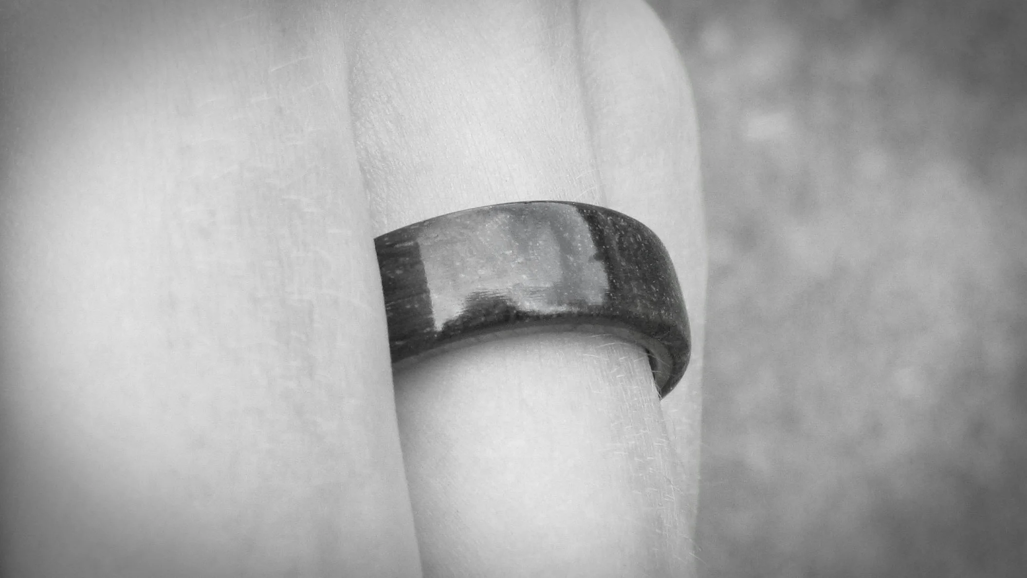 Bog Oak Ring On Finger