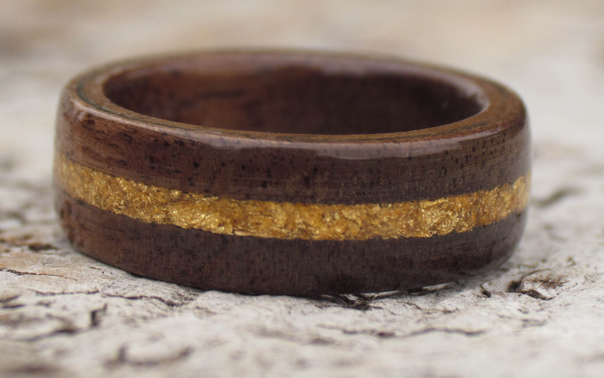 Gold Leaf And Walnut Wood Ring — The Wood Hut - Beautifully Handcrafted ...