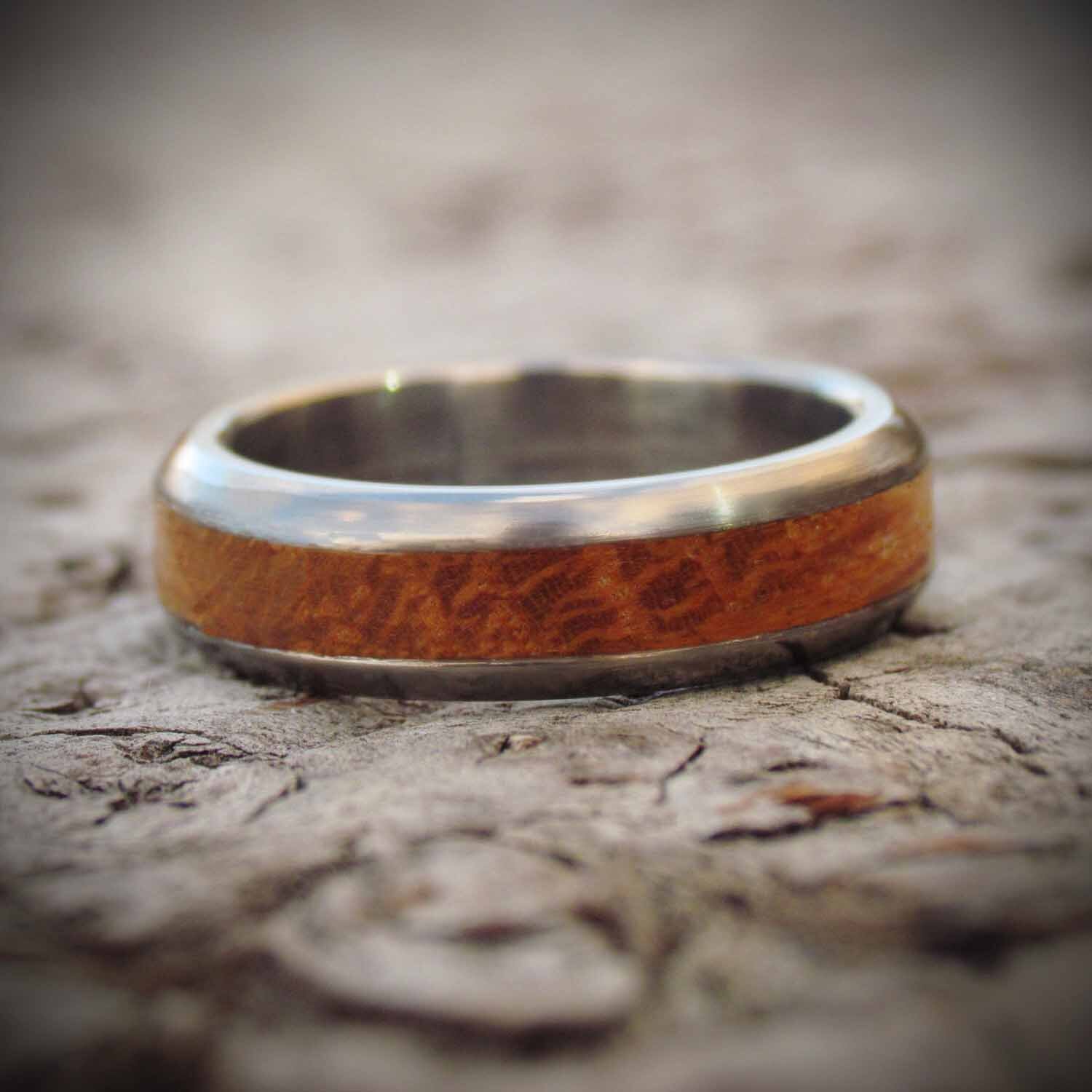 Whisky Barrel Oak And Titanium Ring