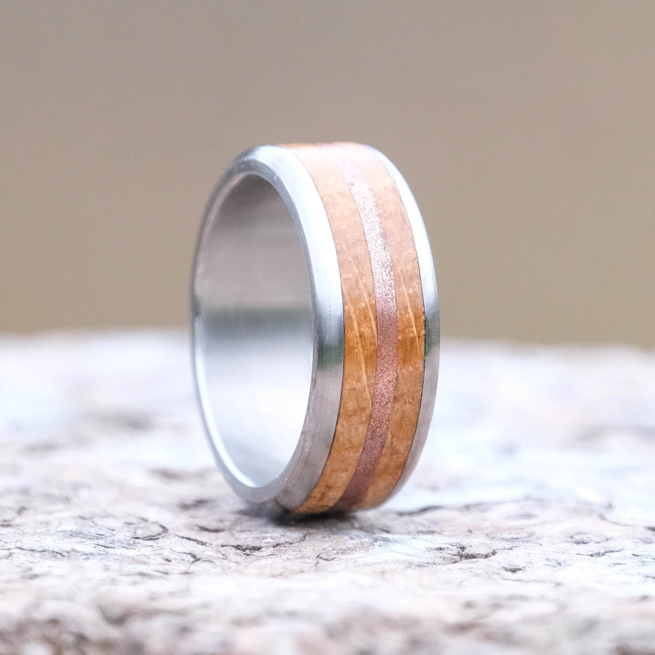 Copper Oak Cask And Titanium Ring