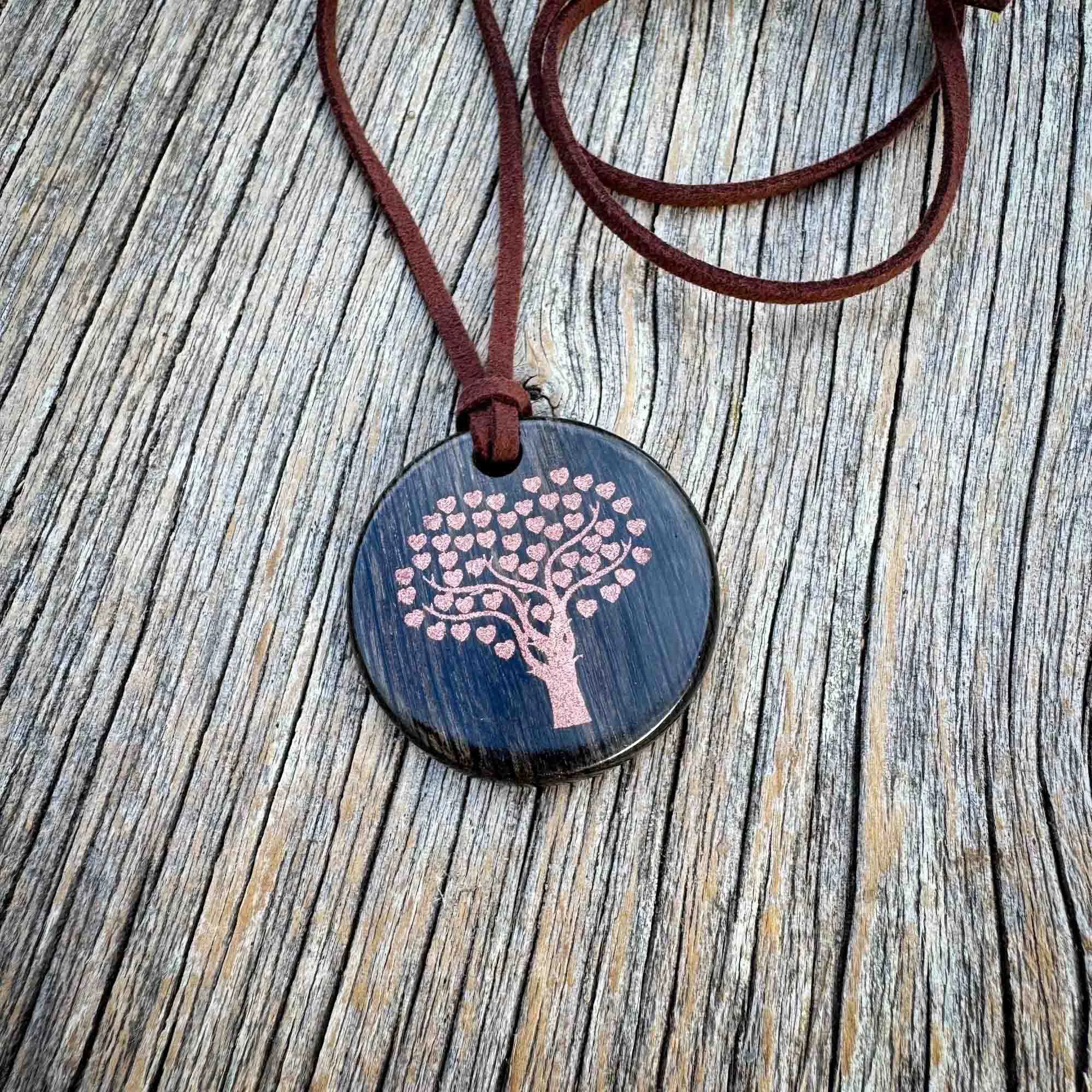 Tree Of Hearts Wooden Pendant